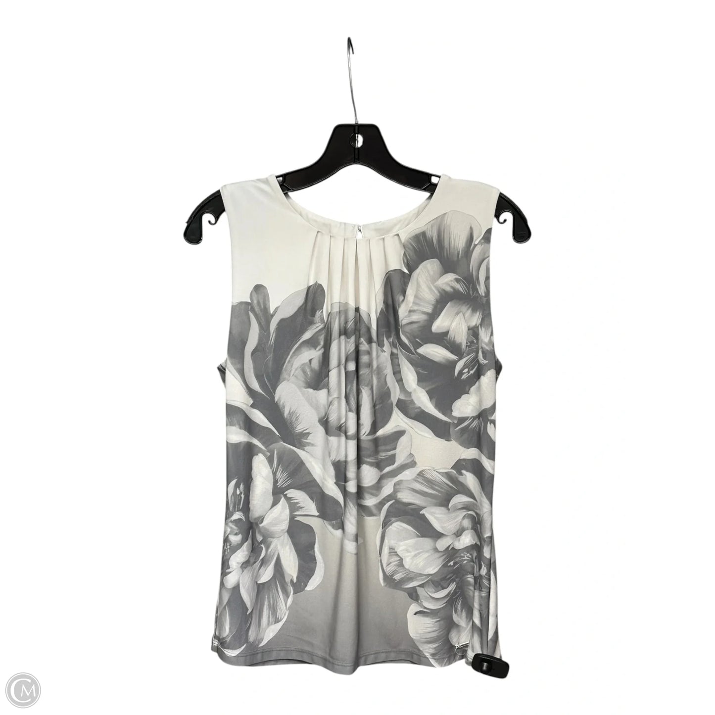 Top Sleeveless By Calvin Klein In Grey & White, Size: M