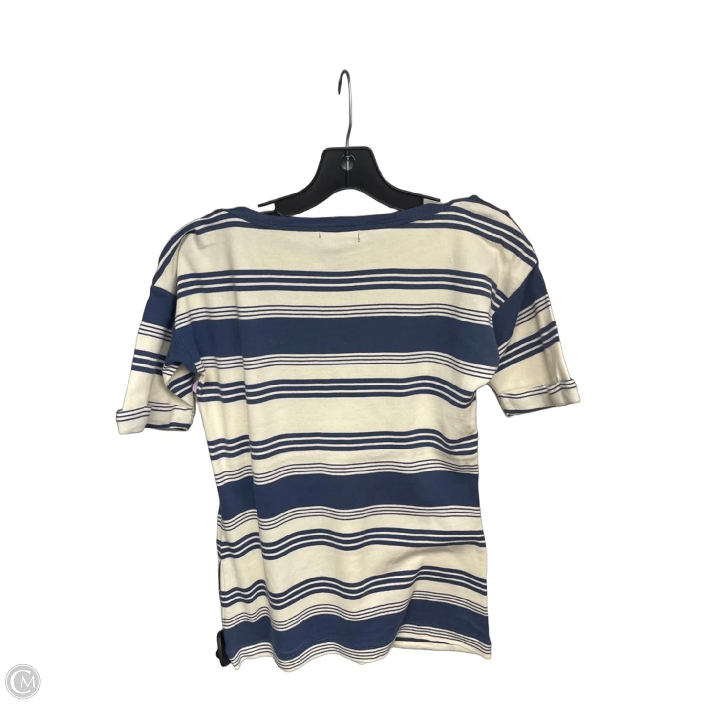 Top Short Sleeve By Lauren Jeans Co In Blue & Cream, Size: M