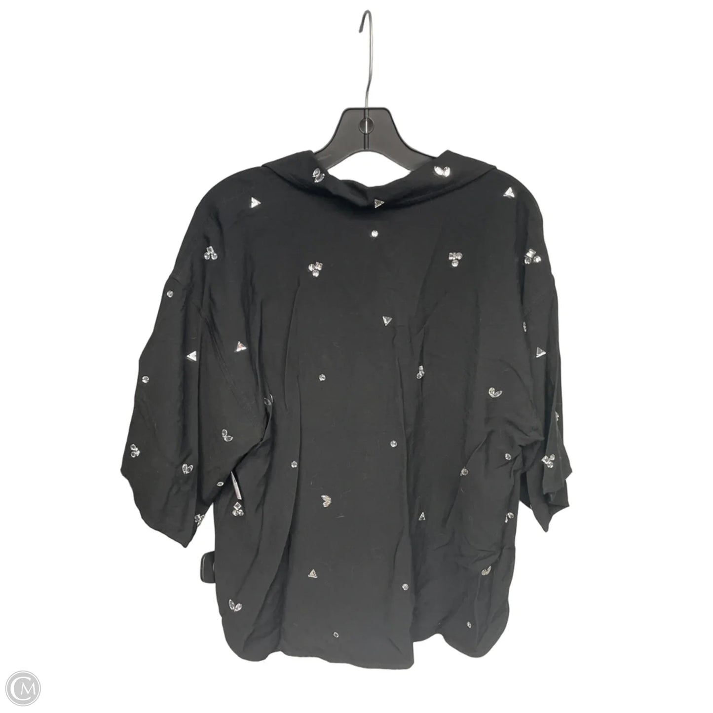 Top Short Sleeve By Loft In Black & Silver, Size: L