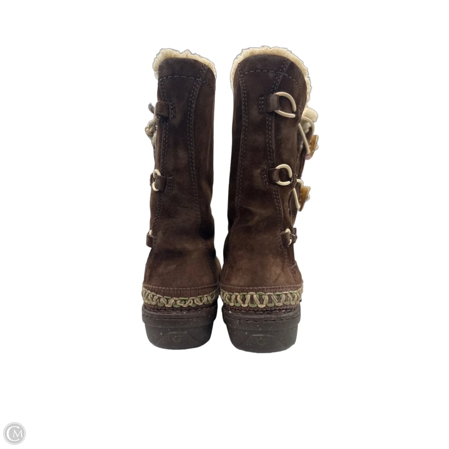 Boots Designer By Ugg In Brown & Cream, Size: 9