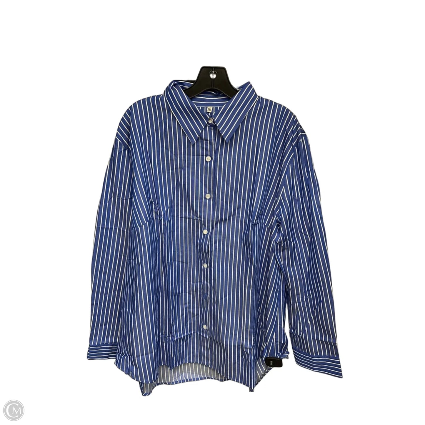 Top Long Sleeve By Clothes Mentor In Blue & White, Size: 2x