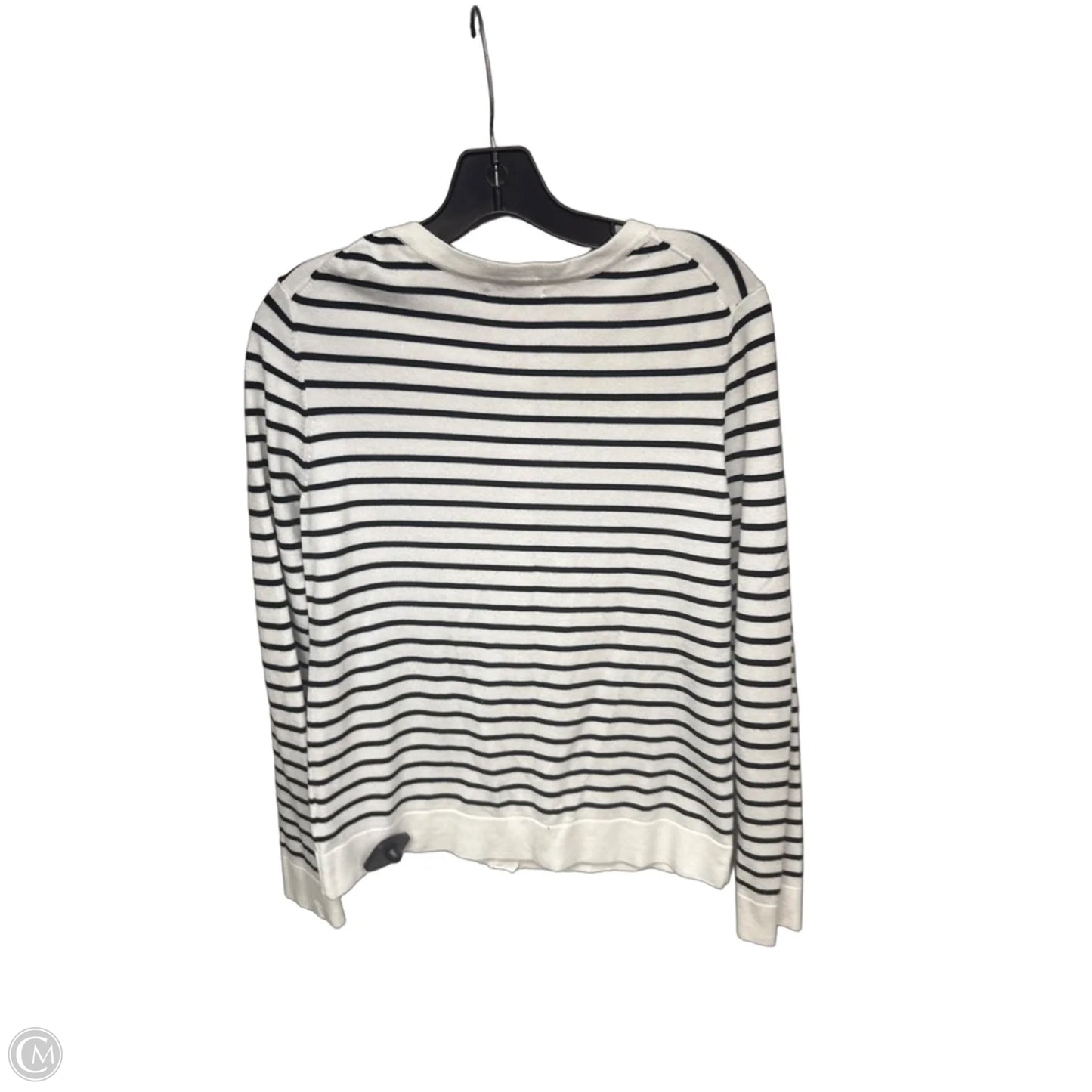 Sweater Cardigan By Charter Club In Striped Pattern, Size: M
