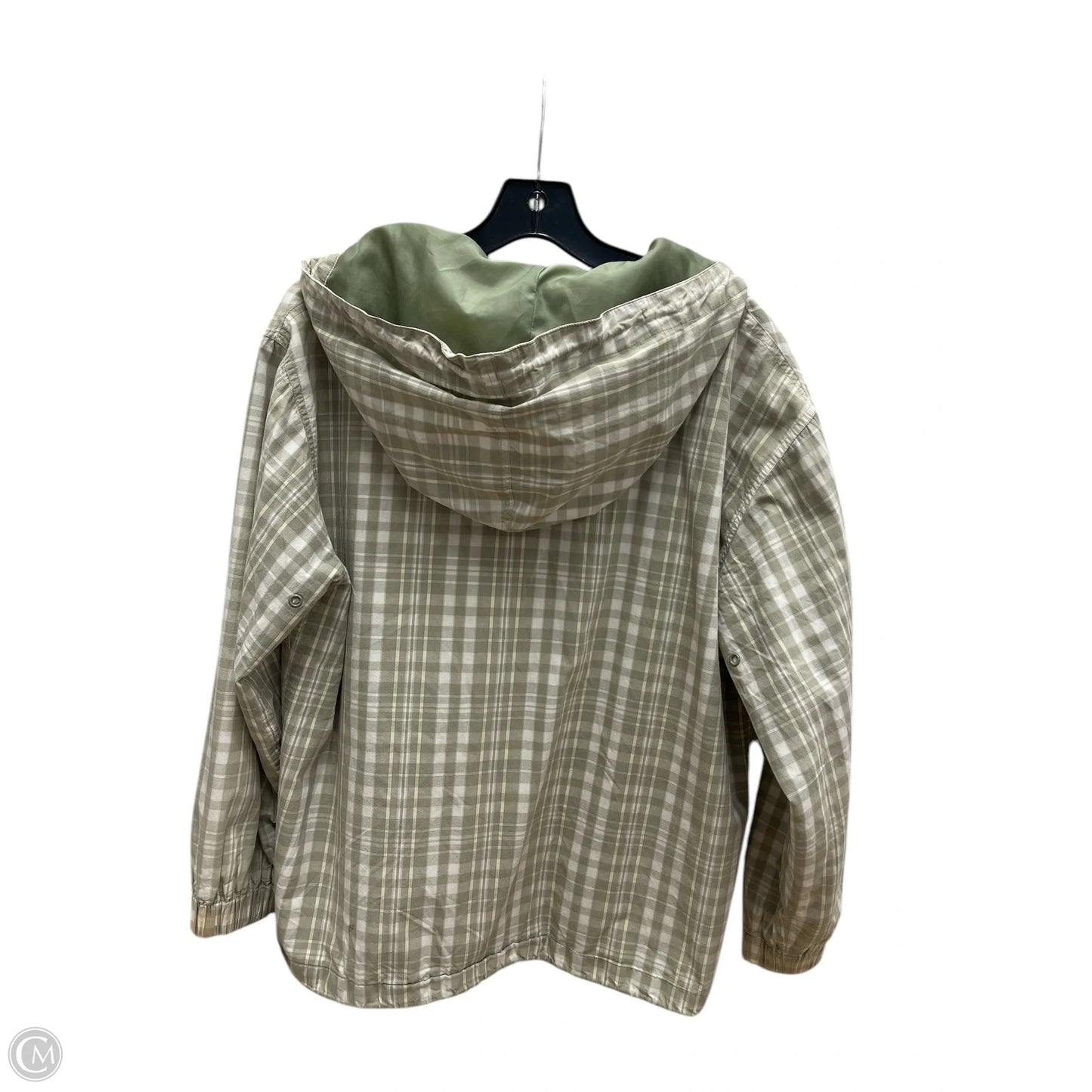 Jacket Windbreaker By Cherokee In Green & White, Size: S