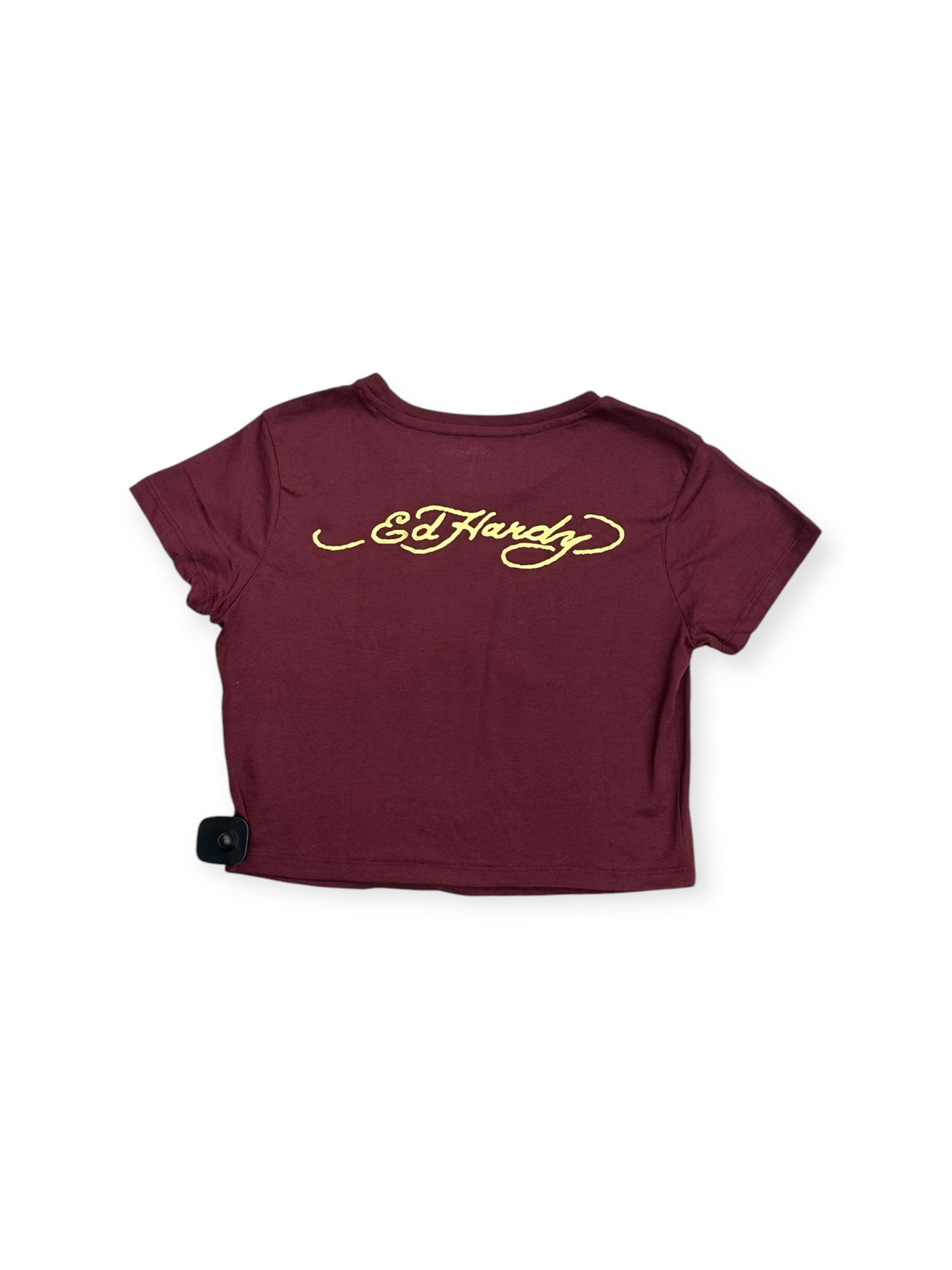 Top Short Sleeve By Ed Hardy In Maroon, Size: L