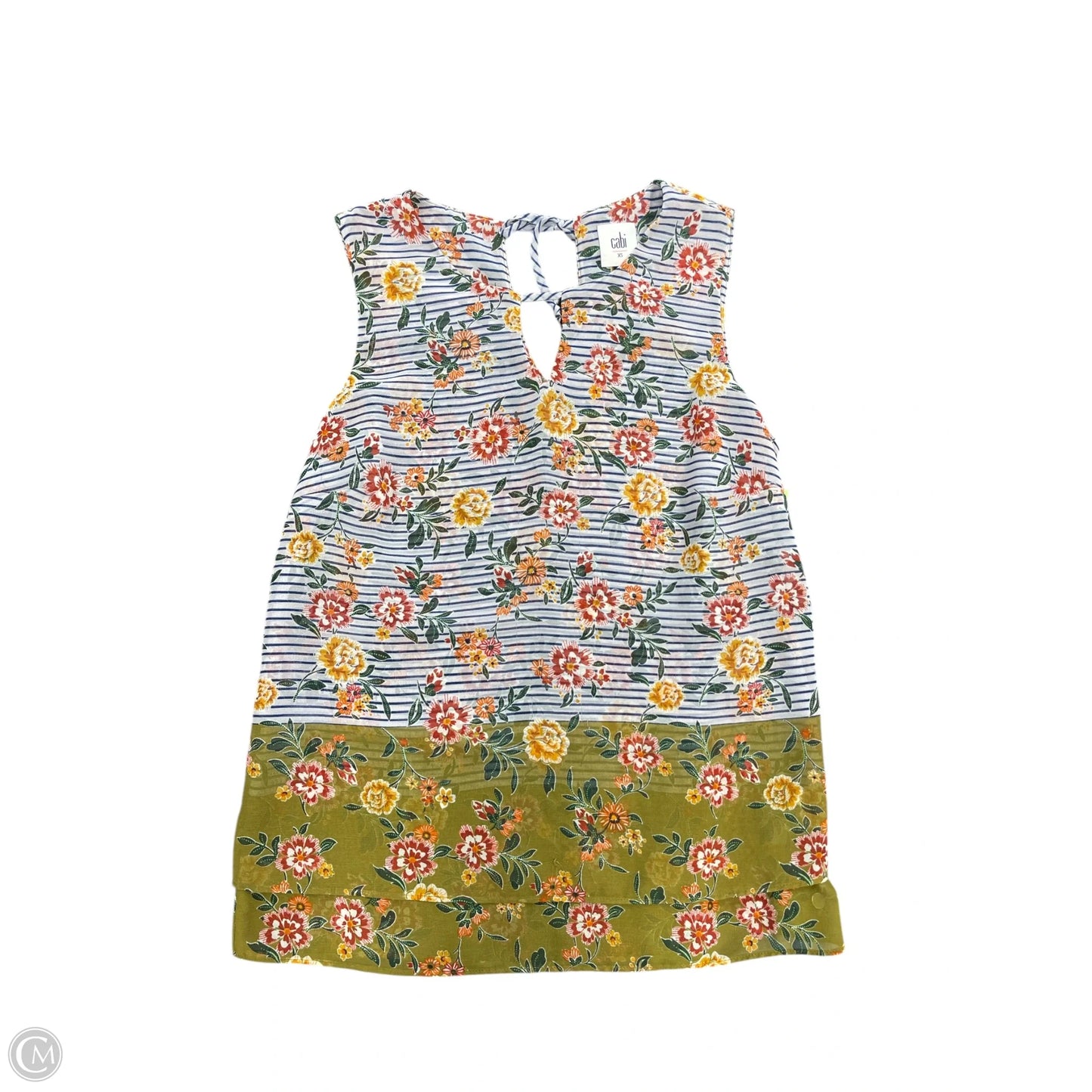Top Sleeveless By Cabi In Floral Print, Size: Xs
