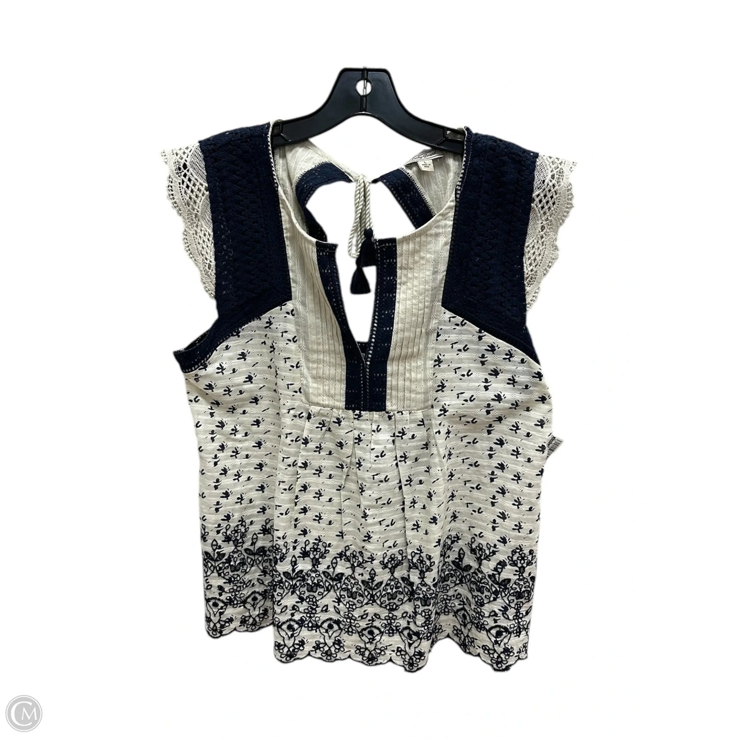 Top Sleeveless By Lucky Brand In Blue & Cream, Size: L