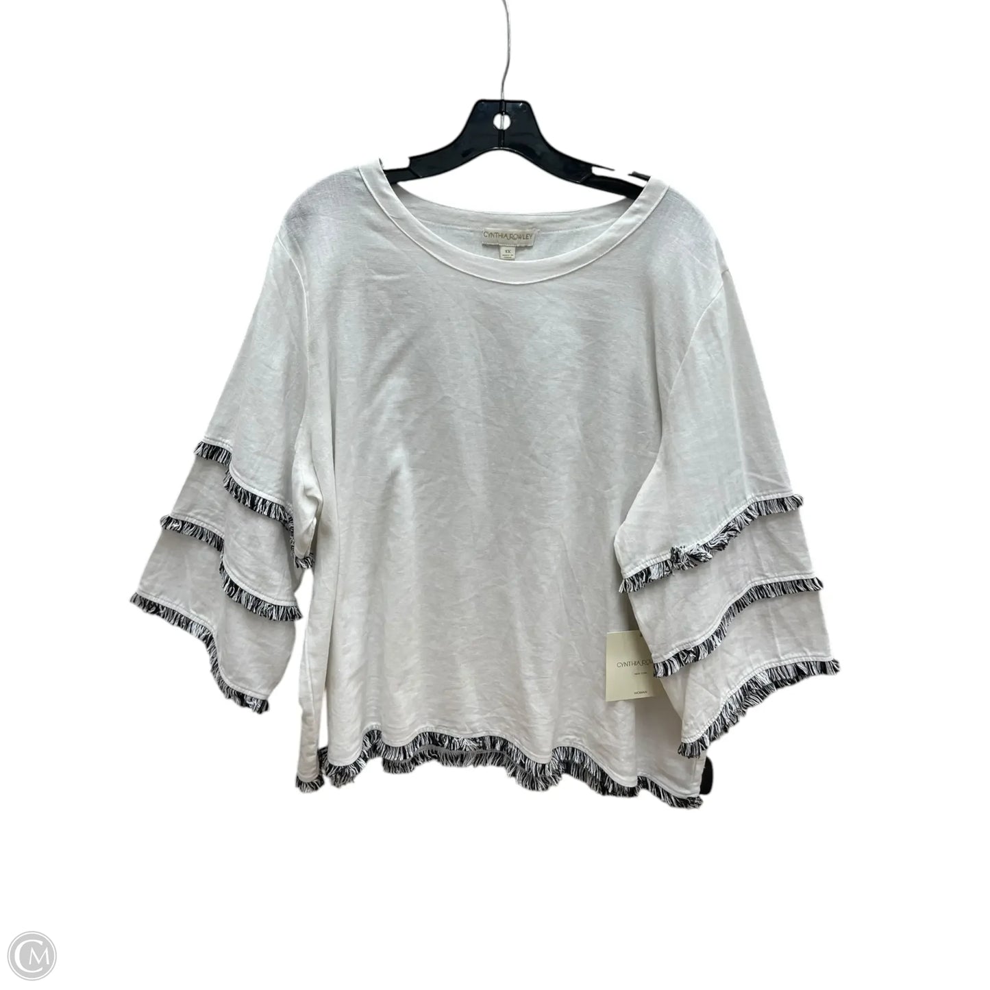 Top Long Sleeve By Cynthia Rowley In White, Size: 1x