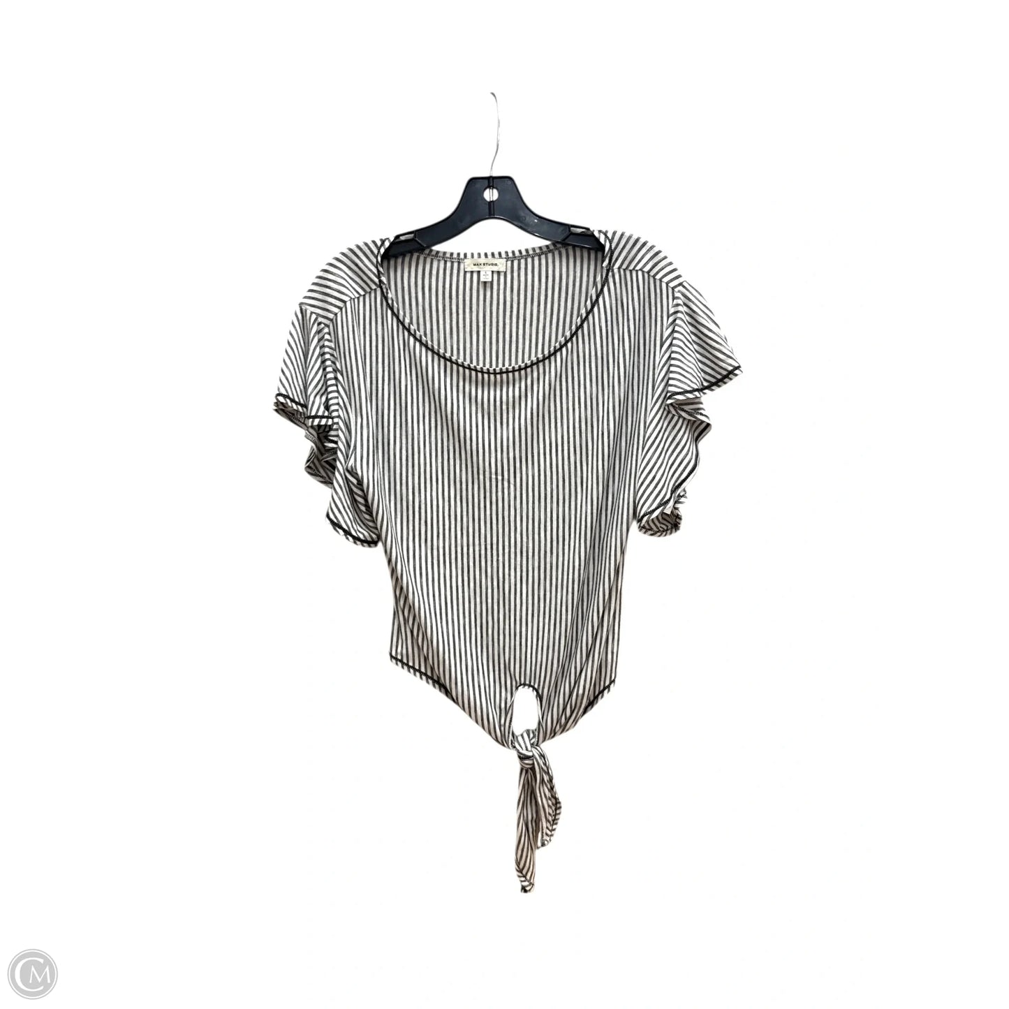 Top Short Sleeve By Max Studio In Black & White, Size: S