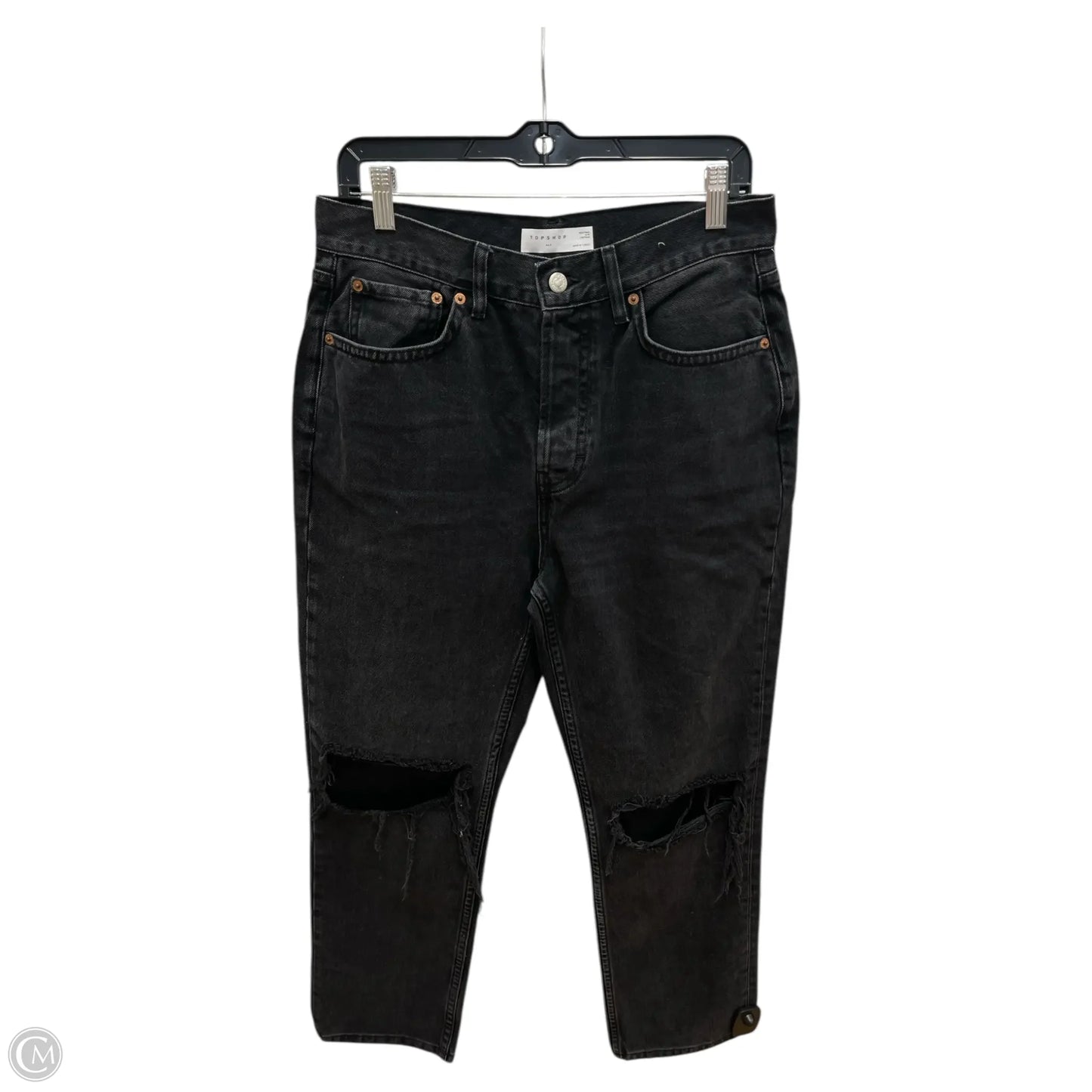 Jeans Straight By Topshop In Black, Size: 10