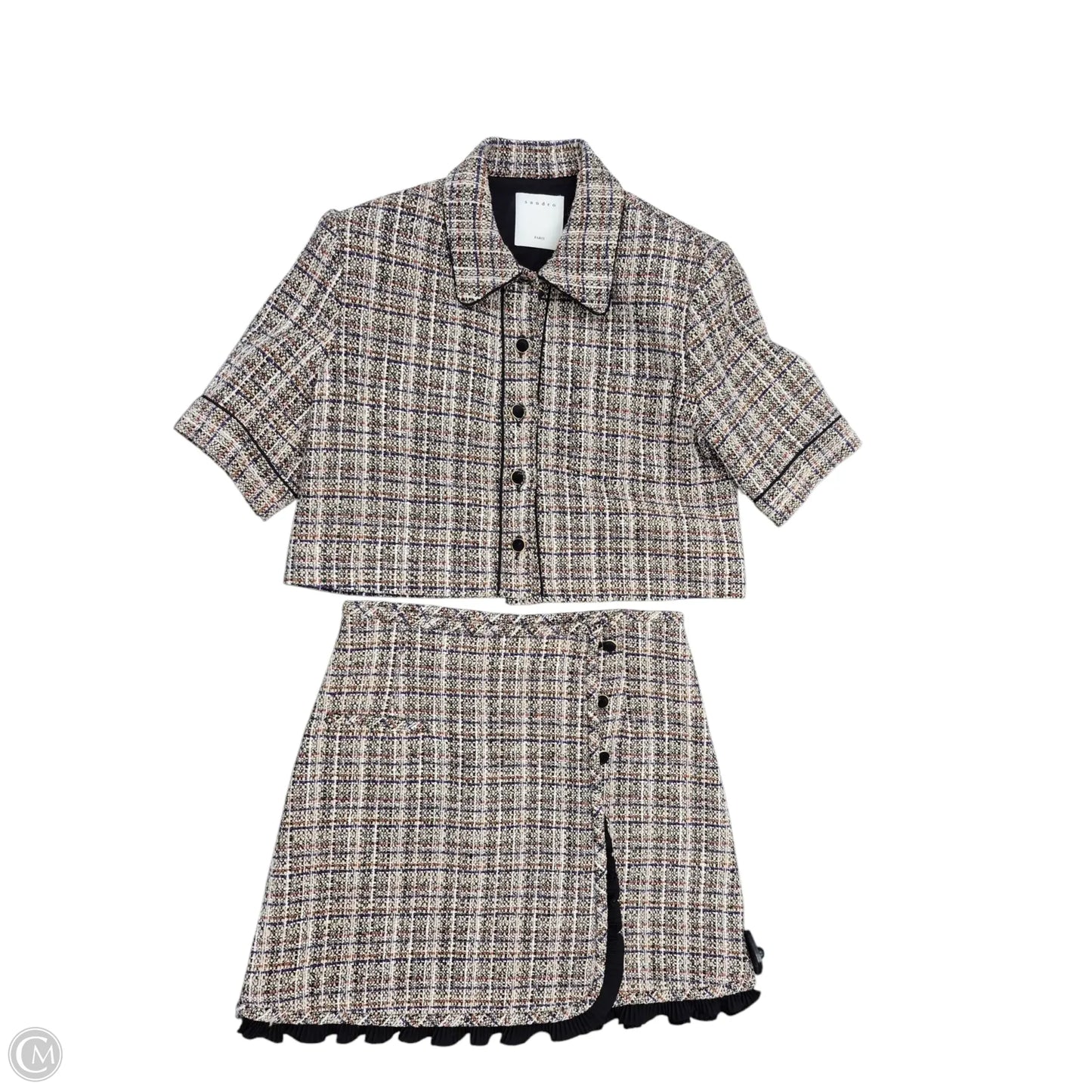 Top Short Sleeve Designer By Sandro In Multi-colored, Size: 2