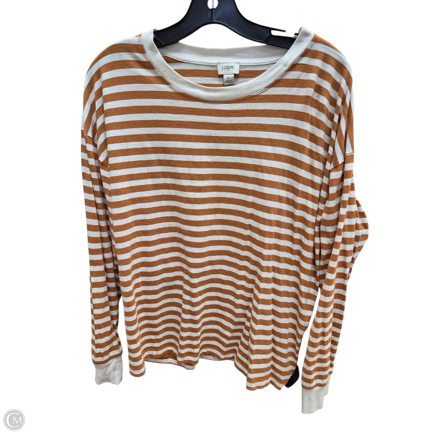 Top Long Sleeve By J. Crew In Orange & White, Size: L