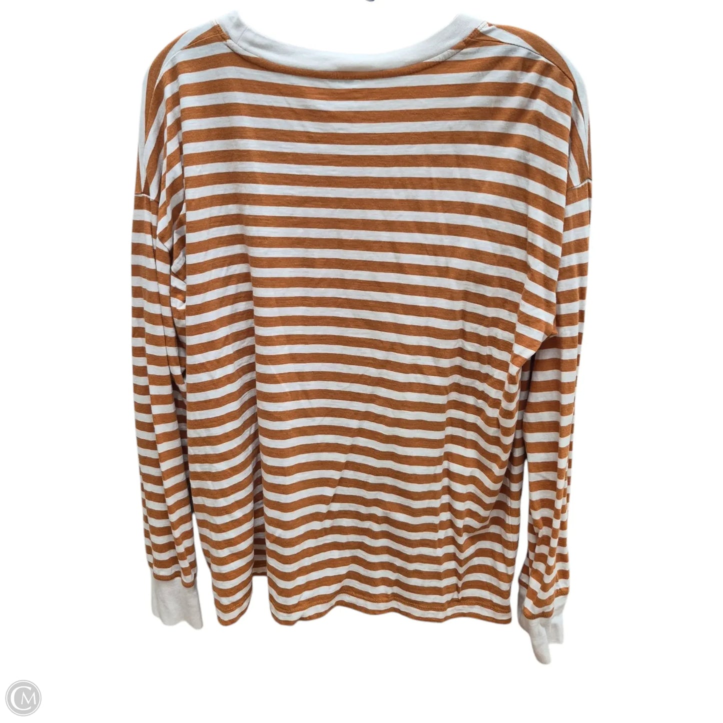 Top Long Sleeve By J. Crew In Orange & White, Size: L
