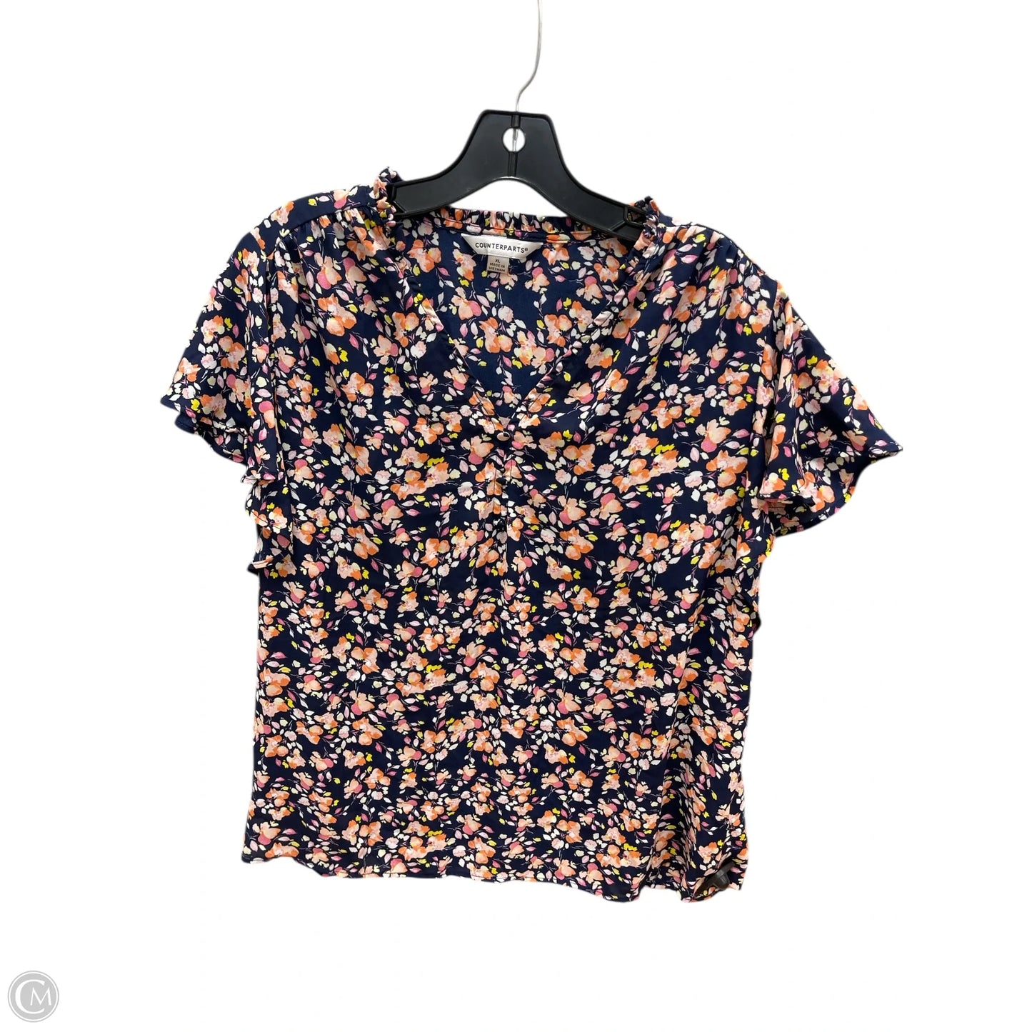 Top Short Sleeve By Counterparts In Floral Print, Size: Xl