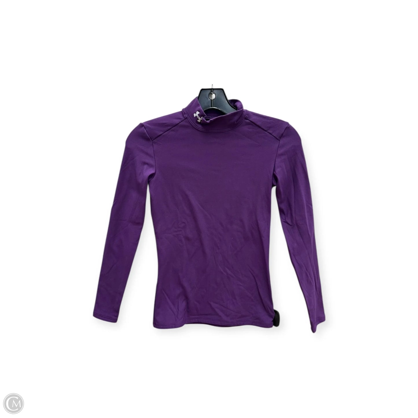 Athletic Top Long Sleeve Collar By Under Armour In Purple, Size: S