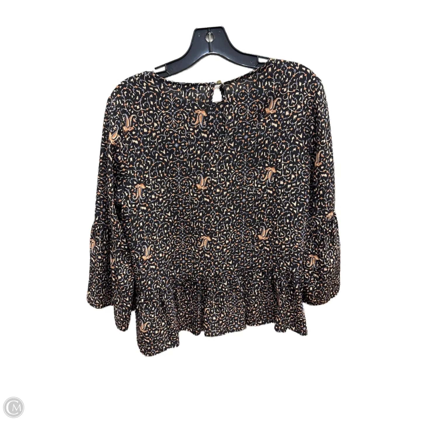 Top 3/4 Sleeve By Madewell In Black & Orange, Size: M