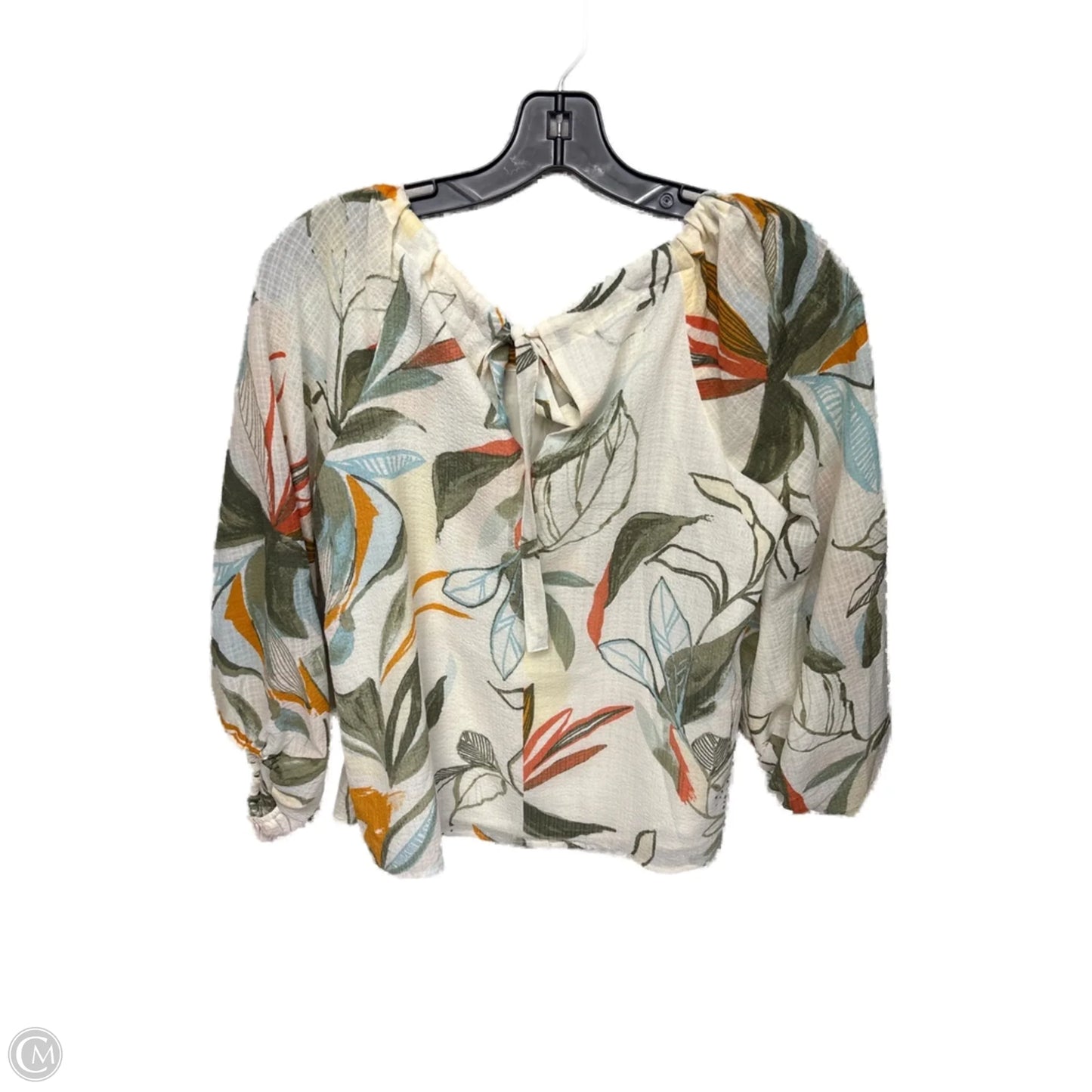 Top Long Sleeve By A New Day In Cream & Green, Size: Xs