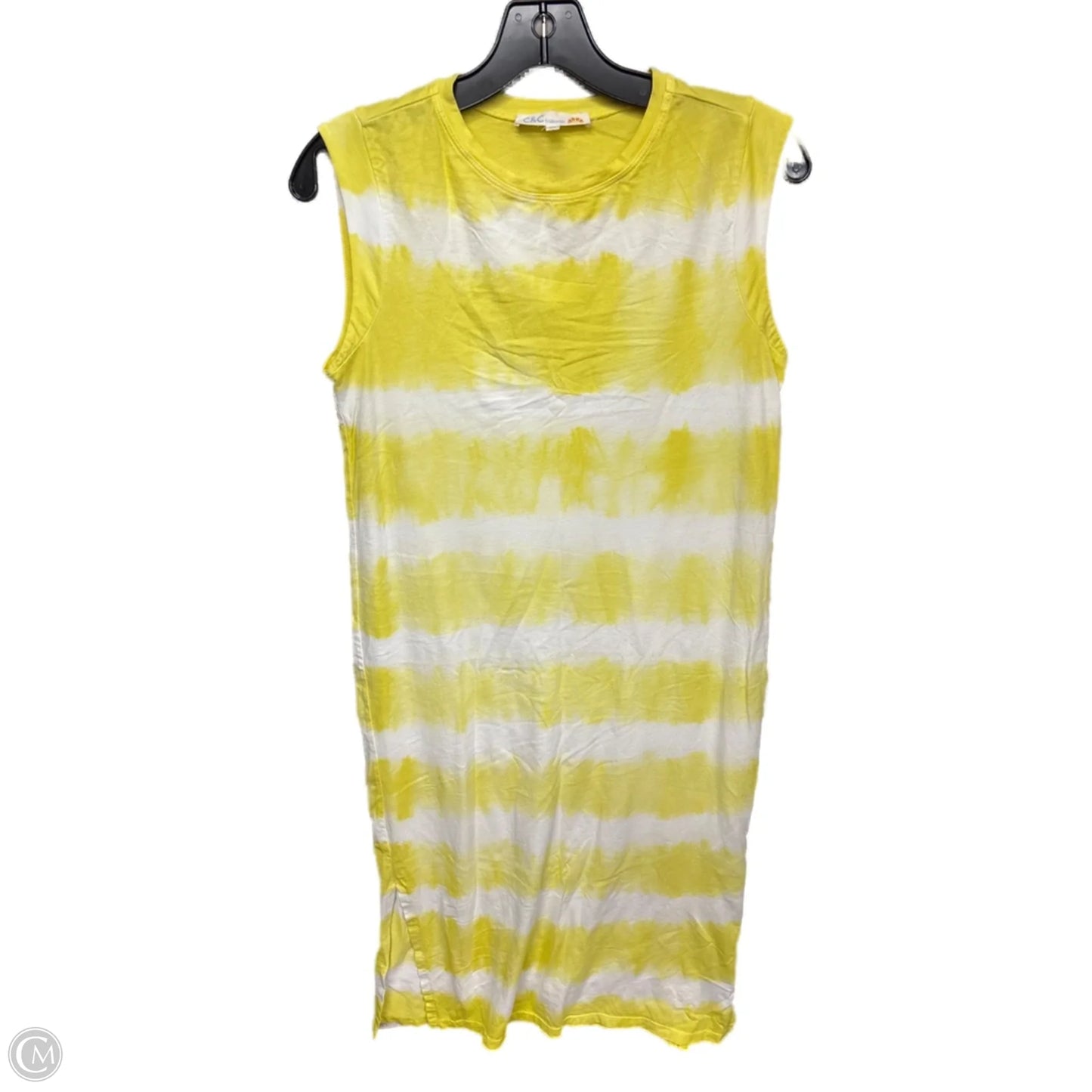 Dress Casual Maxi By C And C In White & Yellow, Size: M