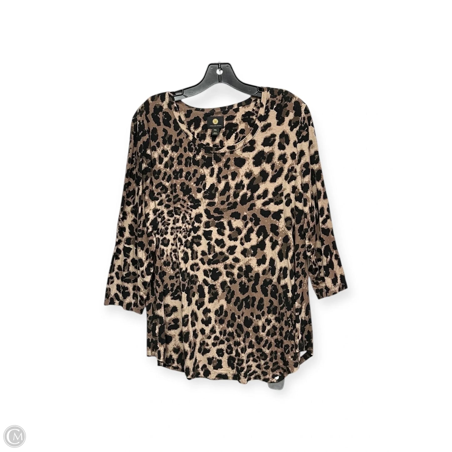 Top 3/4 Sleeve By Jm Collections In Animal Print, Size: Xlp