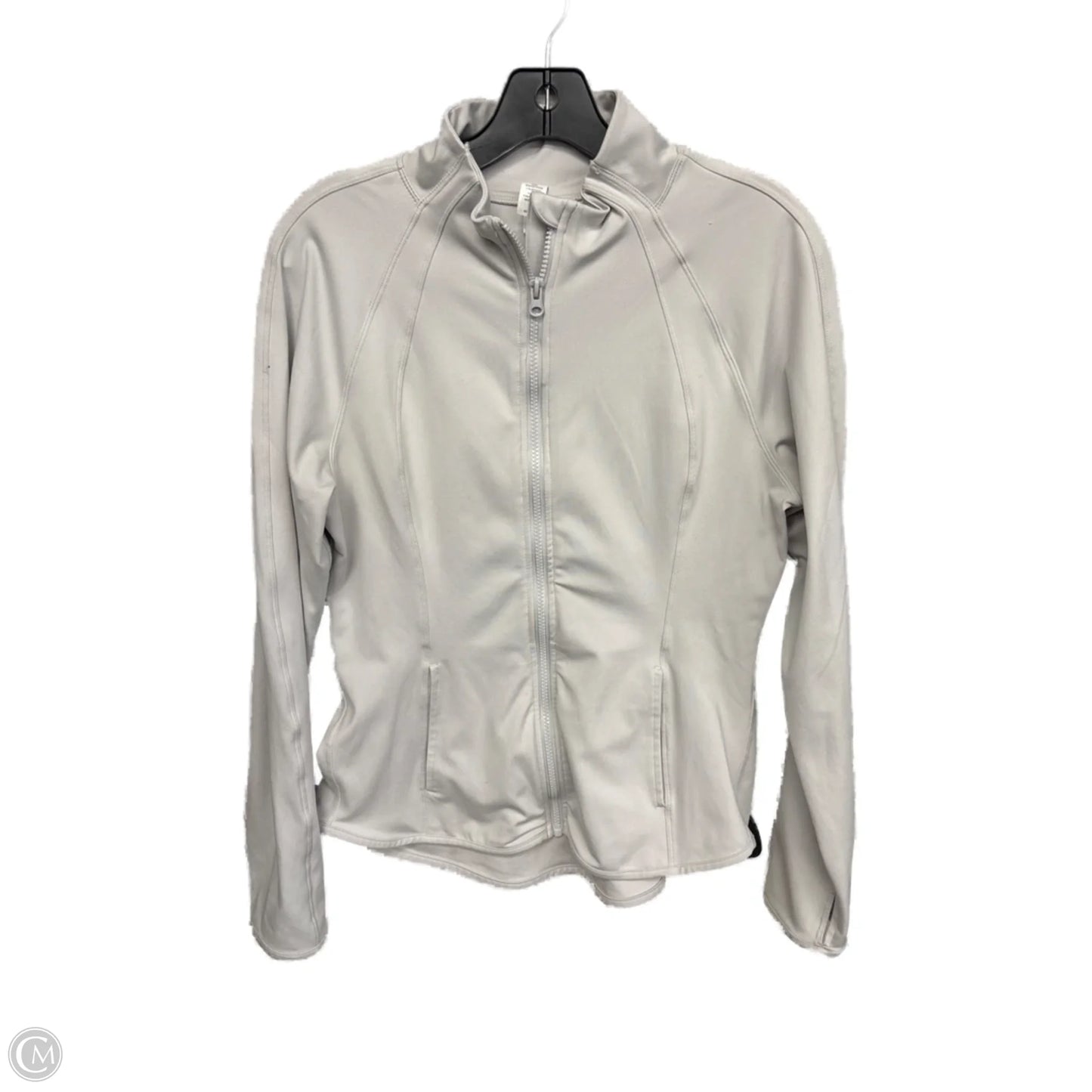 Athletic Jacket By Yogalicious In Grey, Size: L