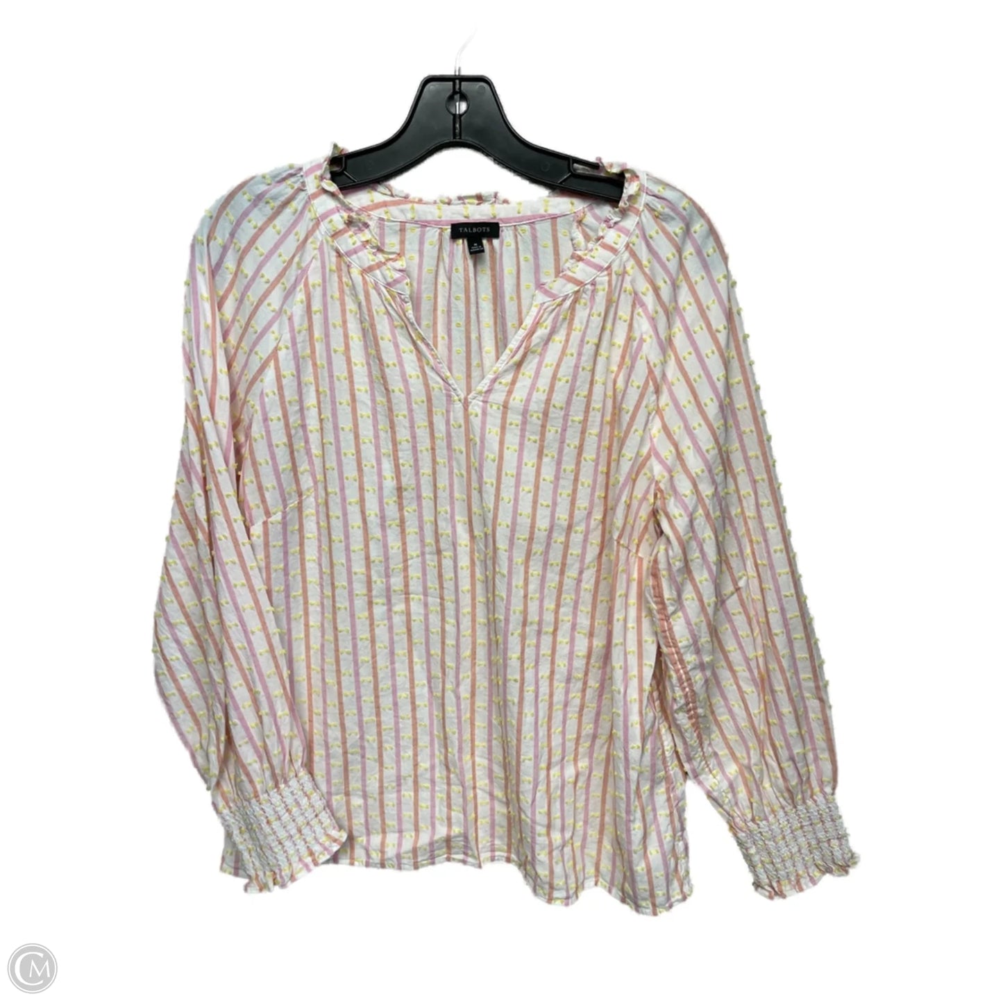 Top Long Sleeve By Talbots In Pink & Yellow, Size: M