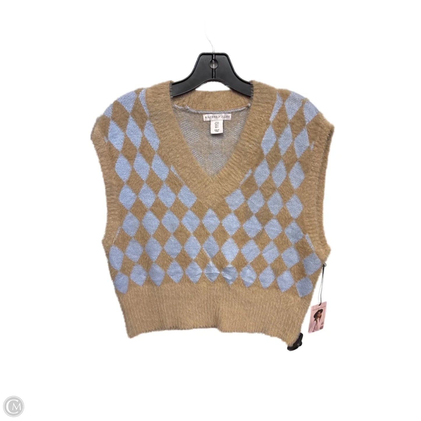 Vest Sweater By Clothes Mentor In Blue & Brown, Size: S