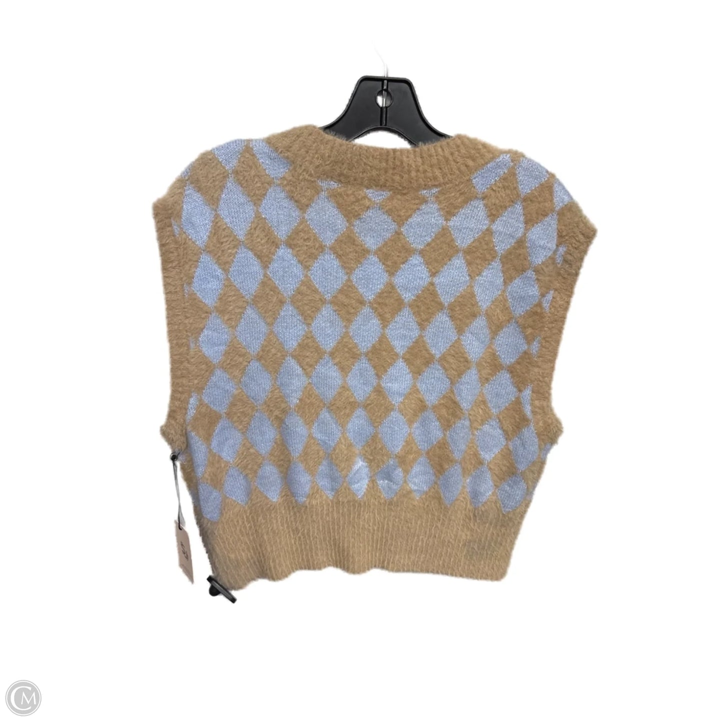 Vest Sweater By Clothes Mentor In Blue & Brown, Size: S