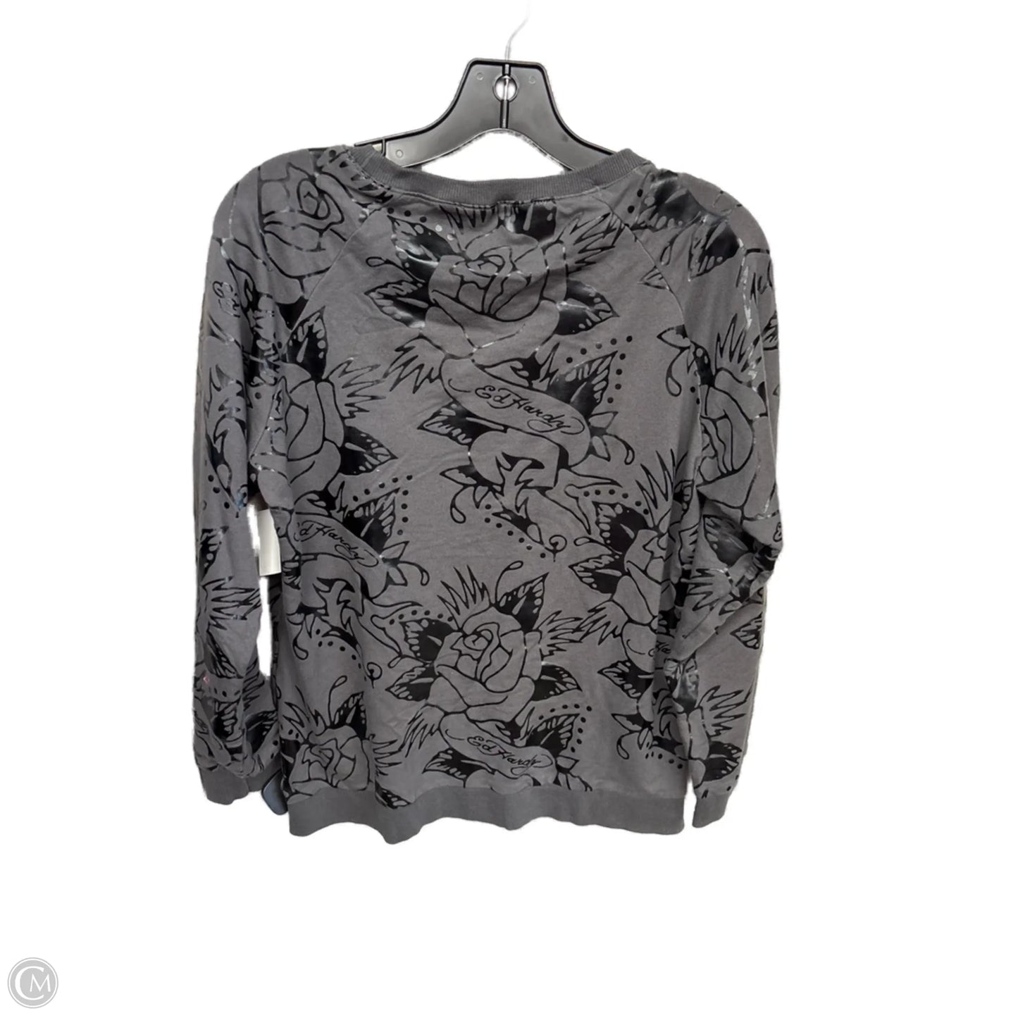 Sweatshirt Crewneck By Ed Hardy In Grey, Size: M