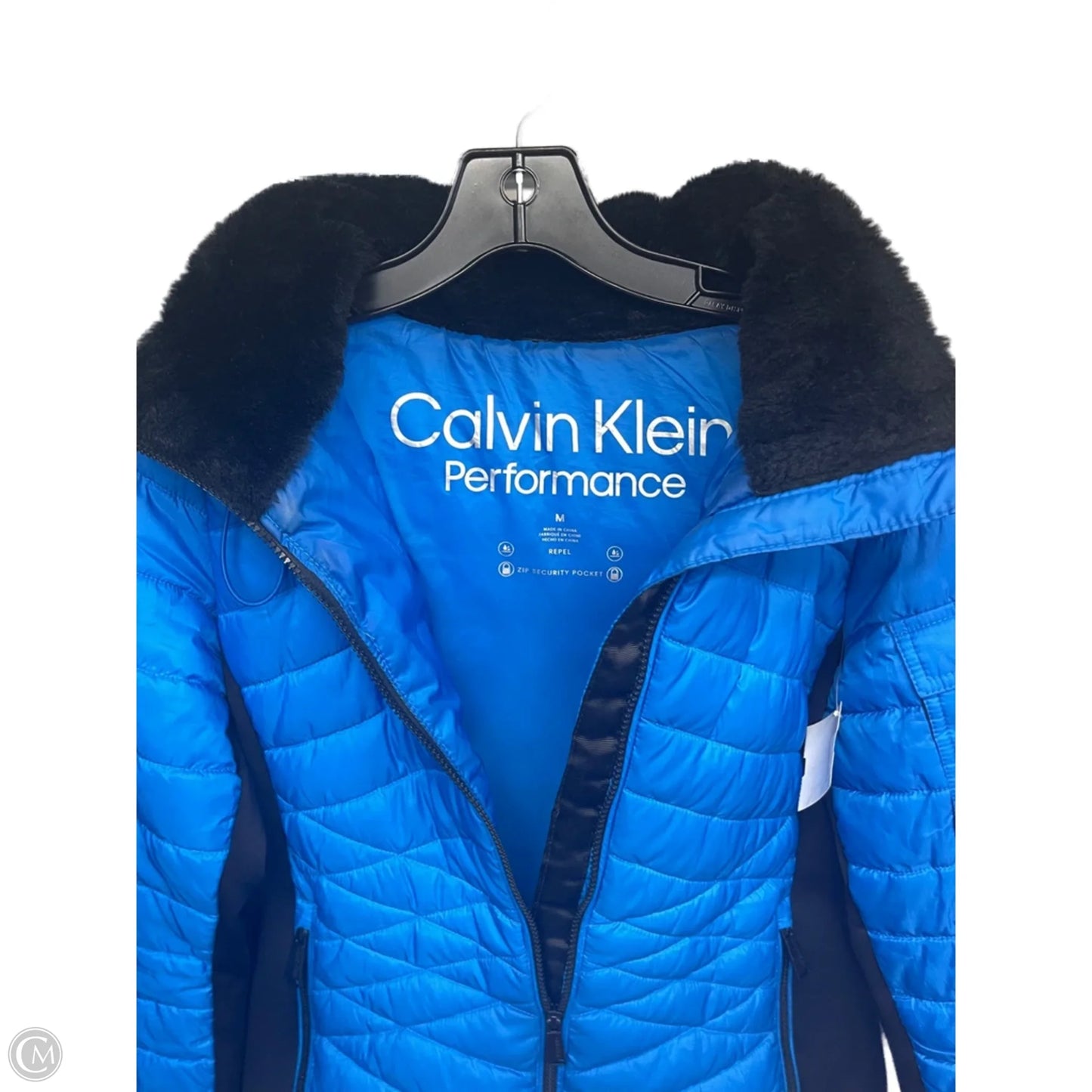Jacket Puffer & Quilted By Calvin Klein In Blue, Size: M