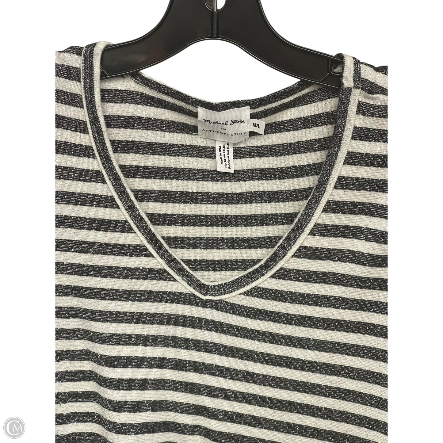 Top Long Sleeve By Michael Stars In Black & White, Size: M