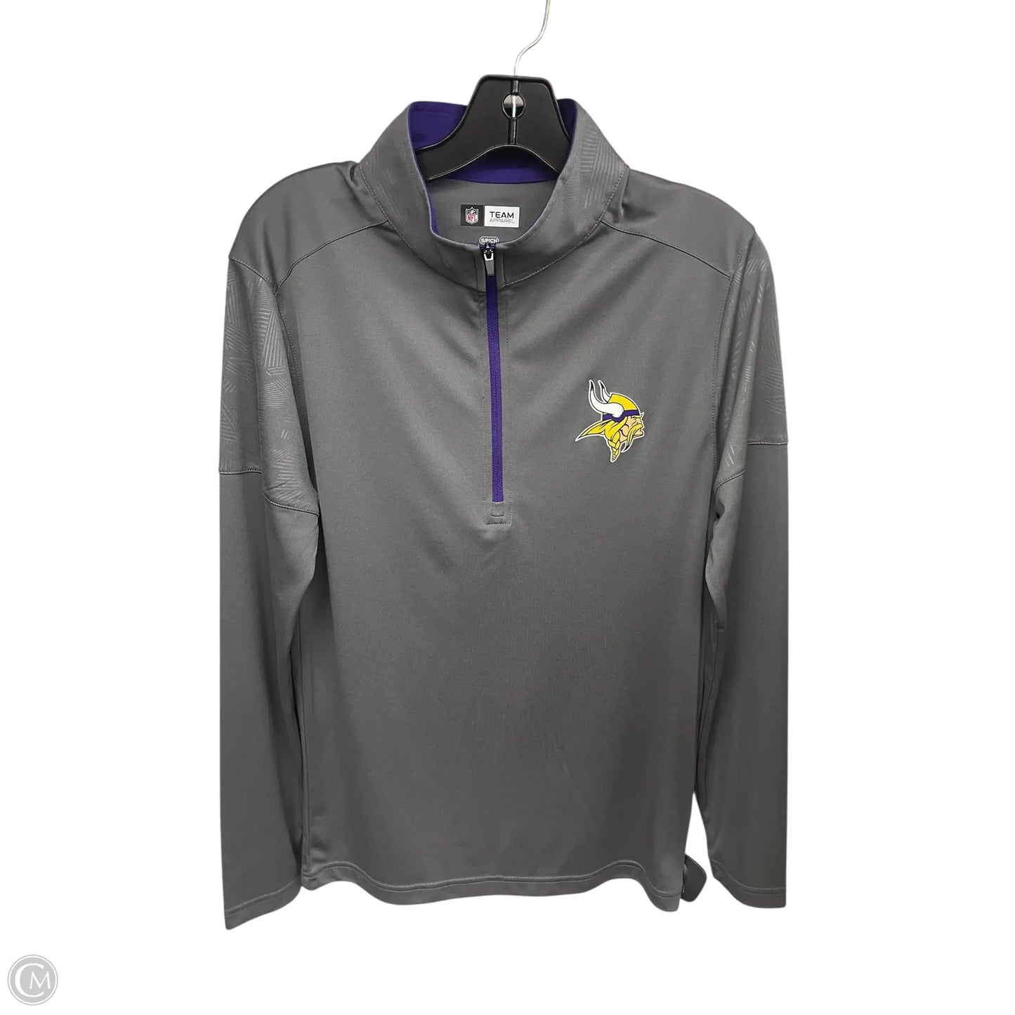 Athletic Top Long Sleeve Collar By Nfl In Grey, Size: S