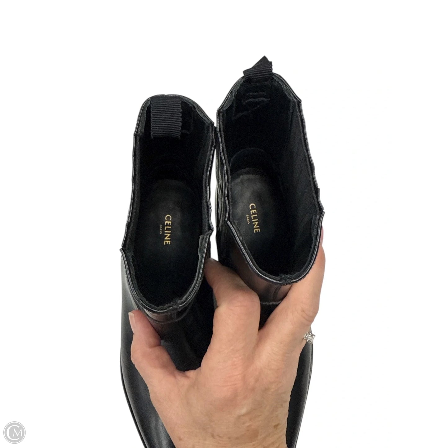 Boots Luxury Designer By Celine In Black, Size: 6.5