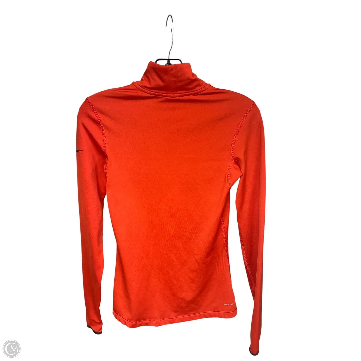 Athletic Top Long Sleeve Collar By Nike Apparel In Orange, Size: S