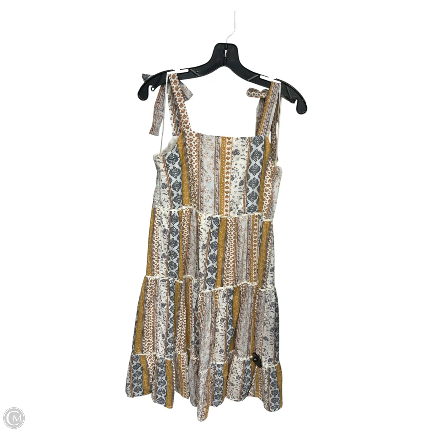 Dress Casual Maxi By Lucky Brand In White & Yellow, Size: S