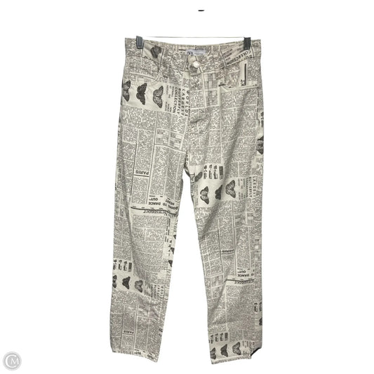 Jeans Straight By Zara In Black & White, Size: 4
