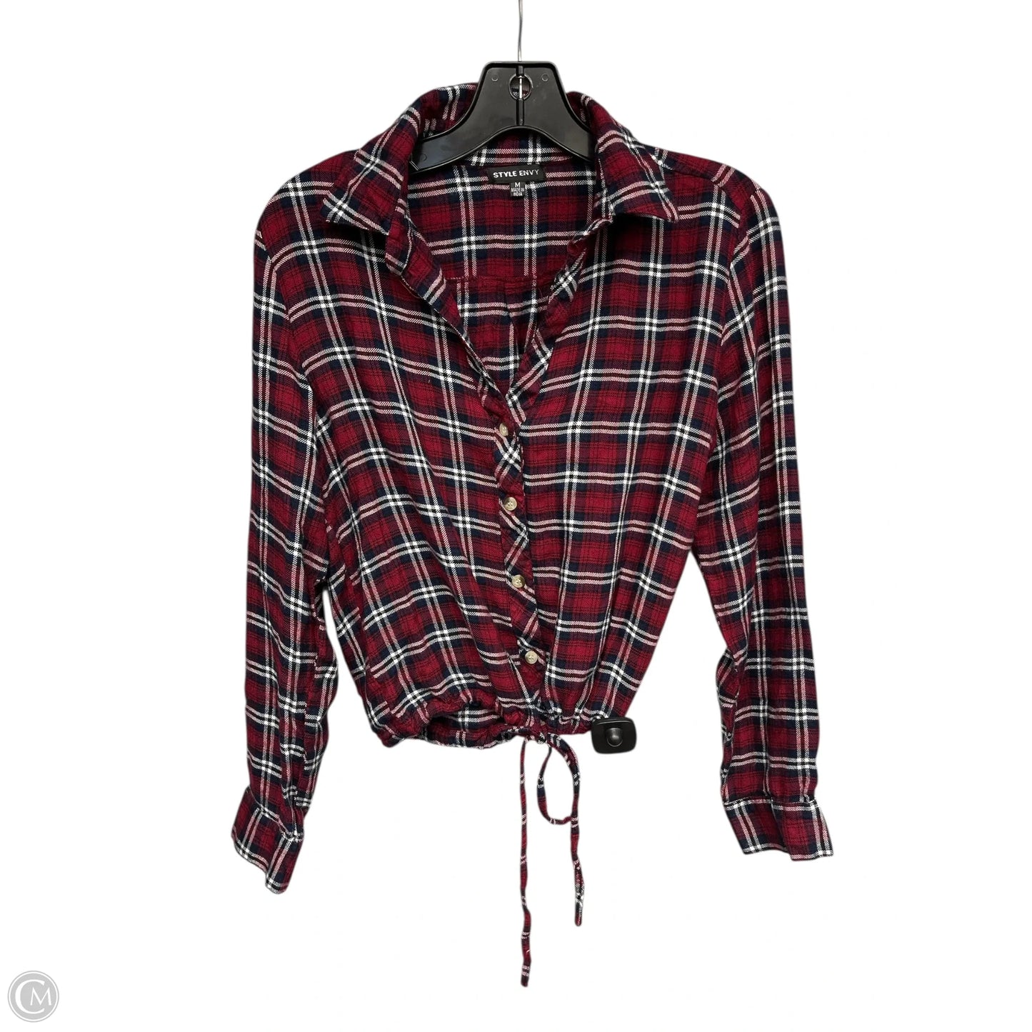 Top Long Sleeve By Style Envy In Plaid Pattern, Size: M
