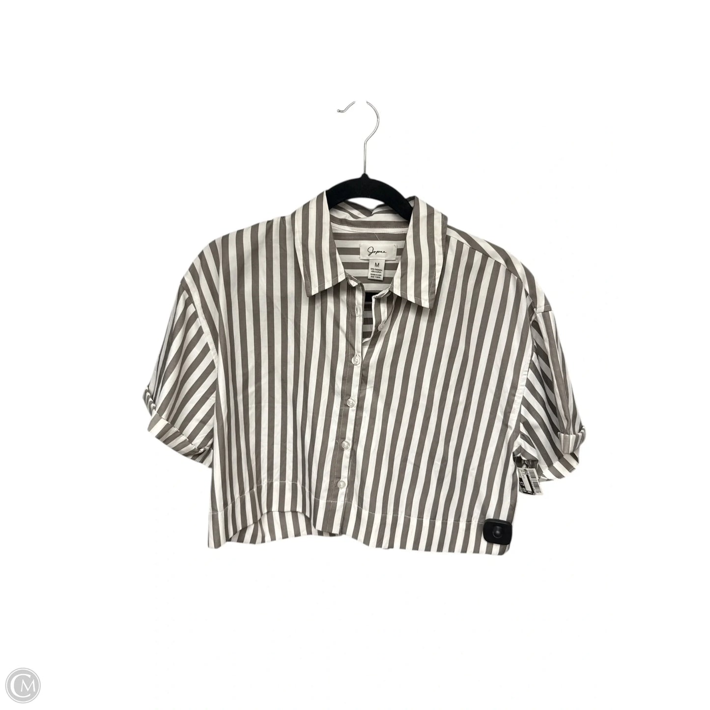 Top Short Sleeve By Japna In Grey & White, Size: M