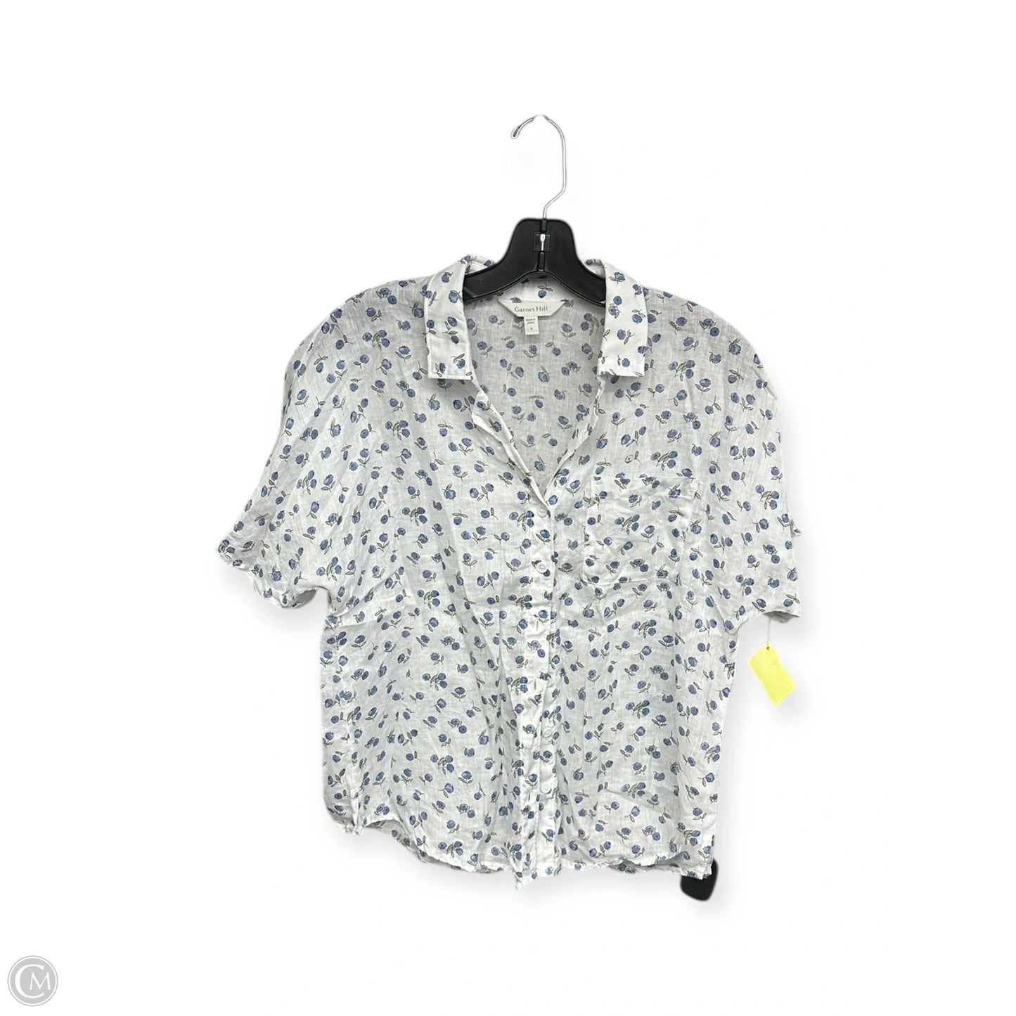 Top Short Sleeve By Garnet Hill In Blue & White, Size: 4