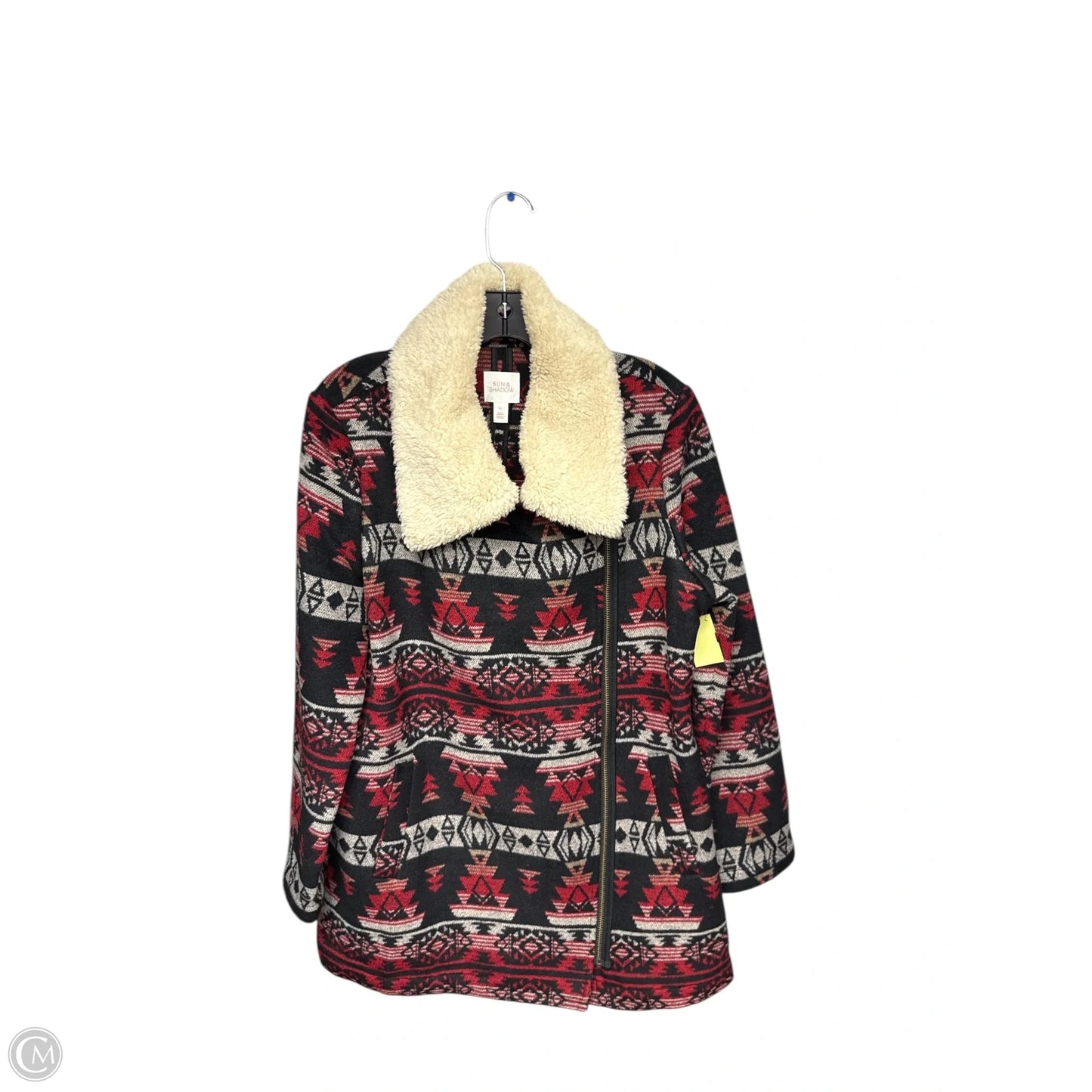 Jacket Other By Sun & Shadow In Black & Red, Size: Xl