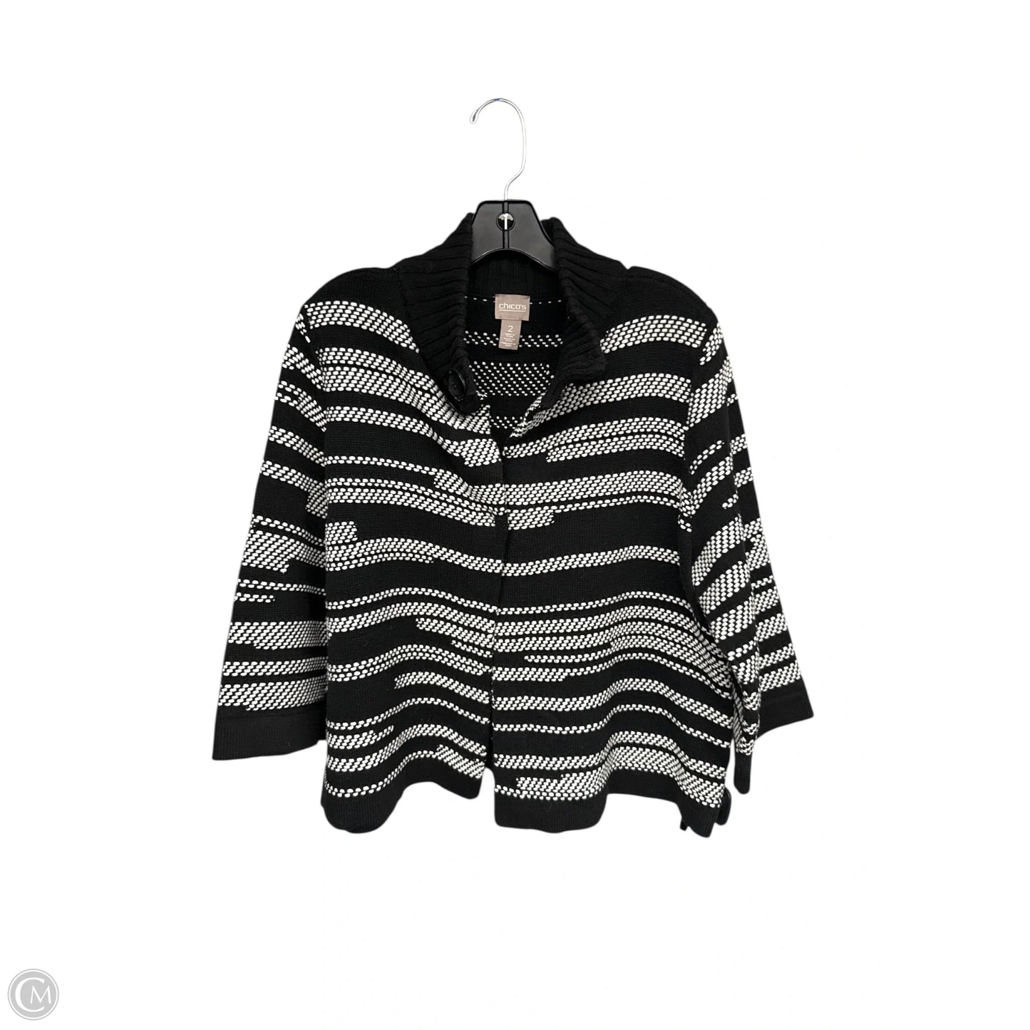 Cardigan By Chicos In Black & White, Size: L