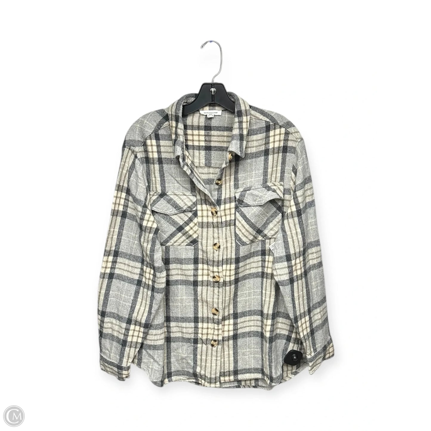 Top Long Sleeve By Beachlunchlounge In Grey & Tan, Size: M