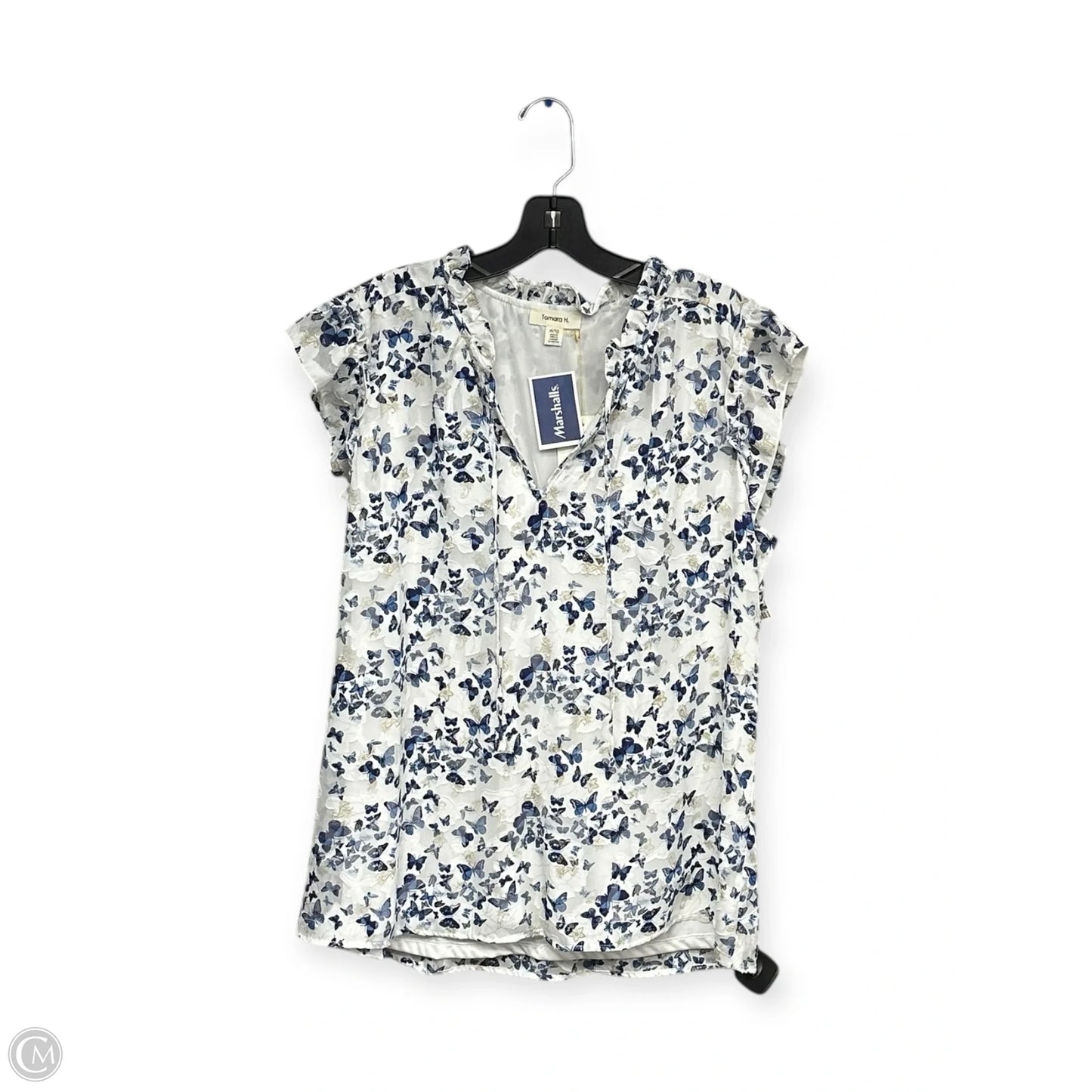 Top Short Sleeve By Tamara H In Blue & White, Size: Xl