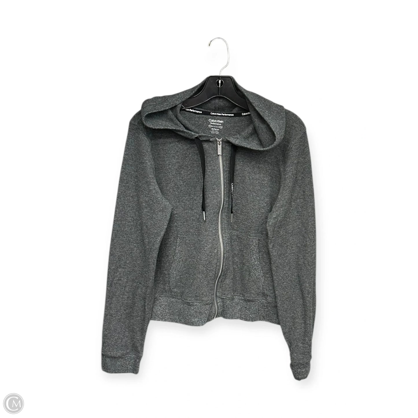 Athletic Sweatshirt Hoodie By Calvin Klein In Grey, Size: Xl