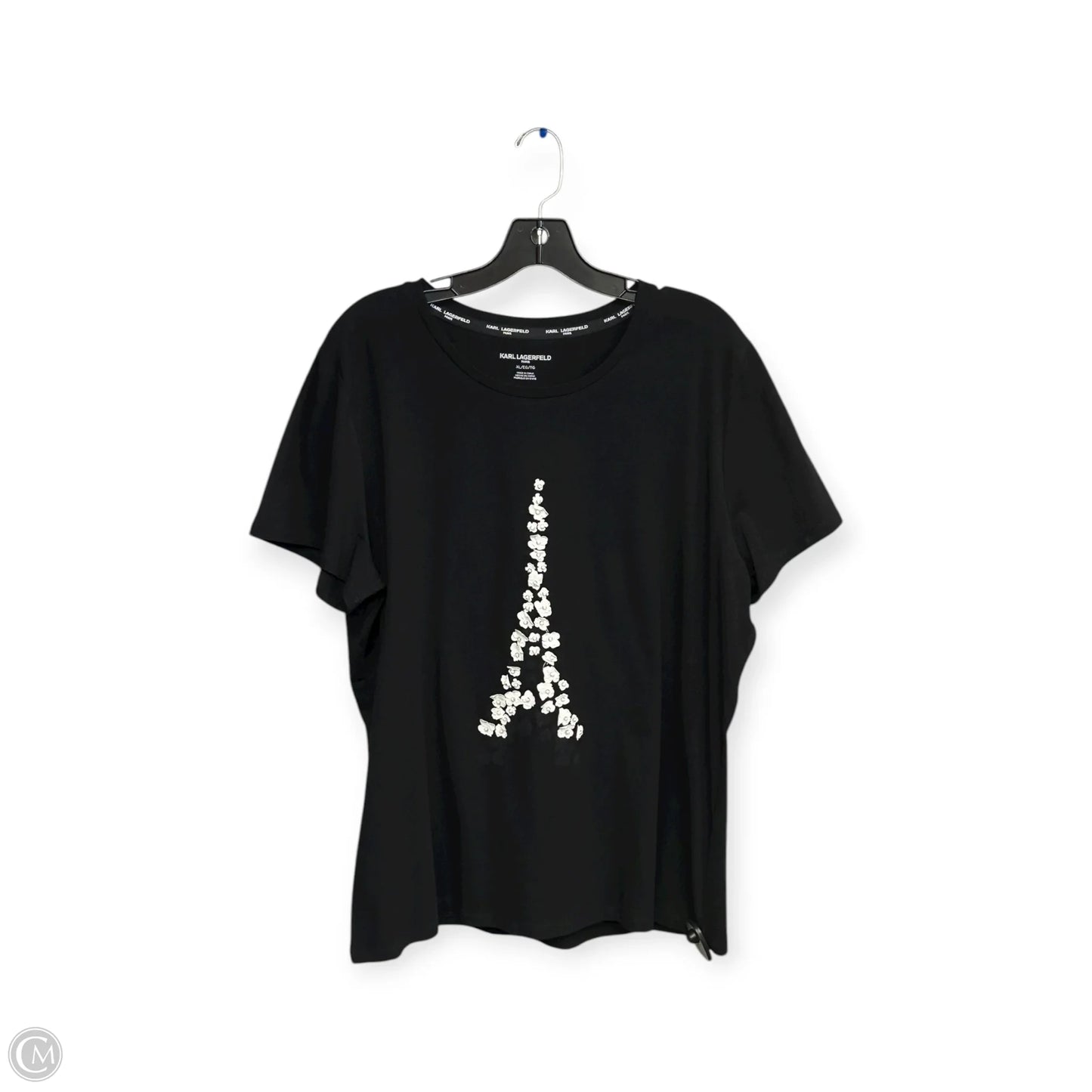 Top Short Sleeve Designer By Karl Lagerfeld In Black & White, Size: Xl