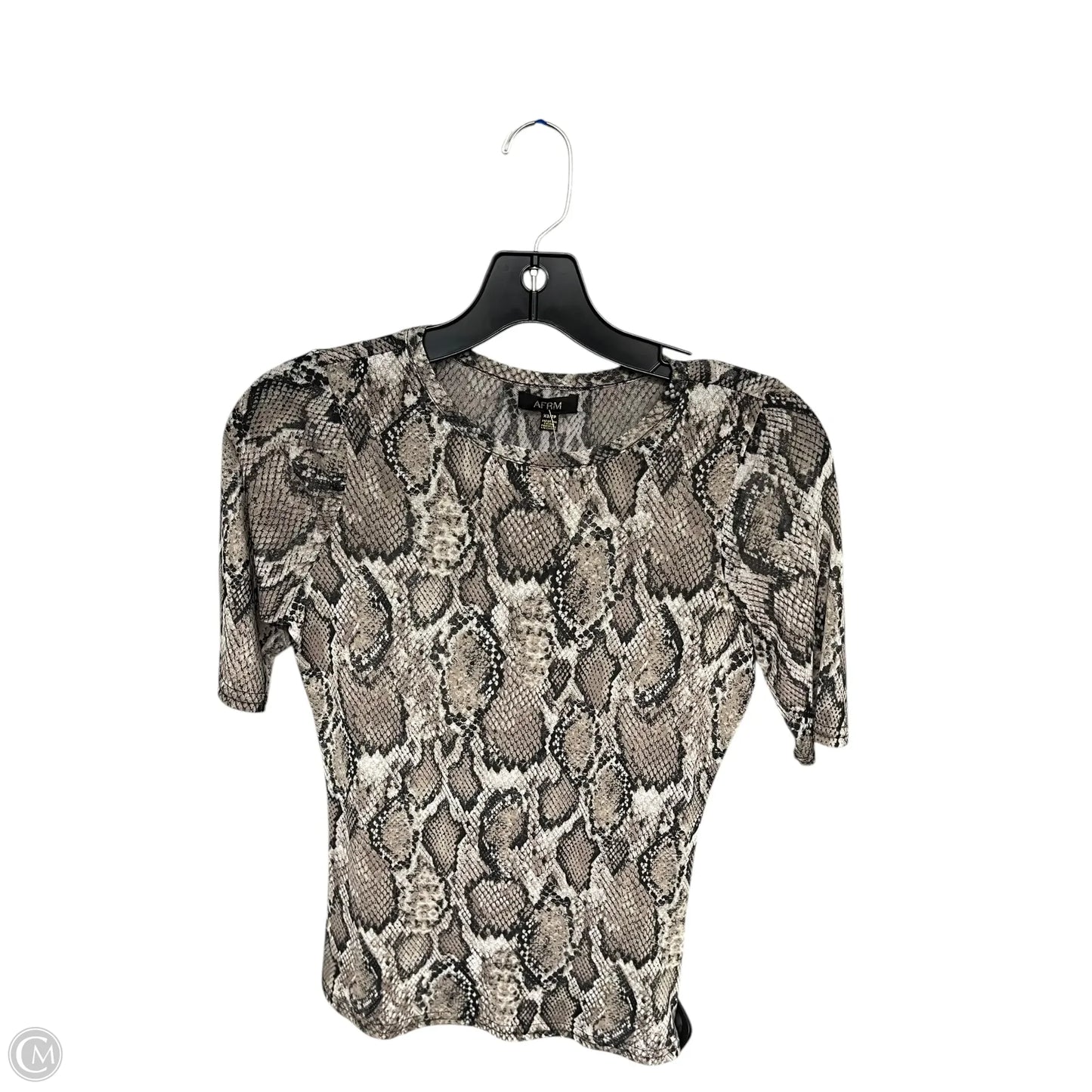 Top Short Sleeve By Afrm In Snakeskin Print, Size: Xs