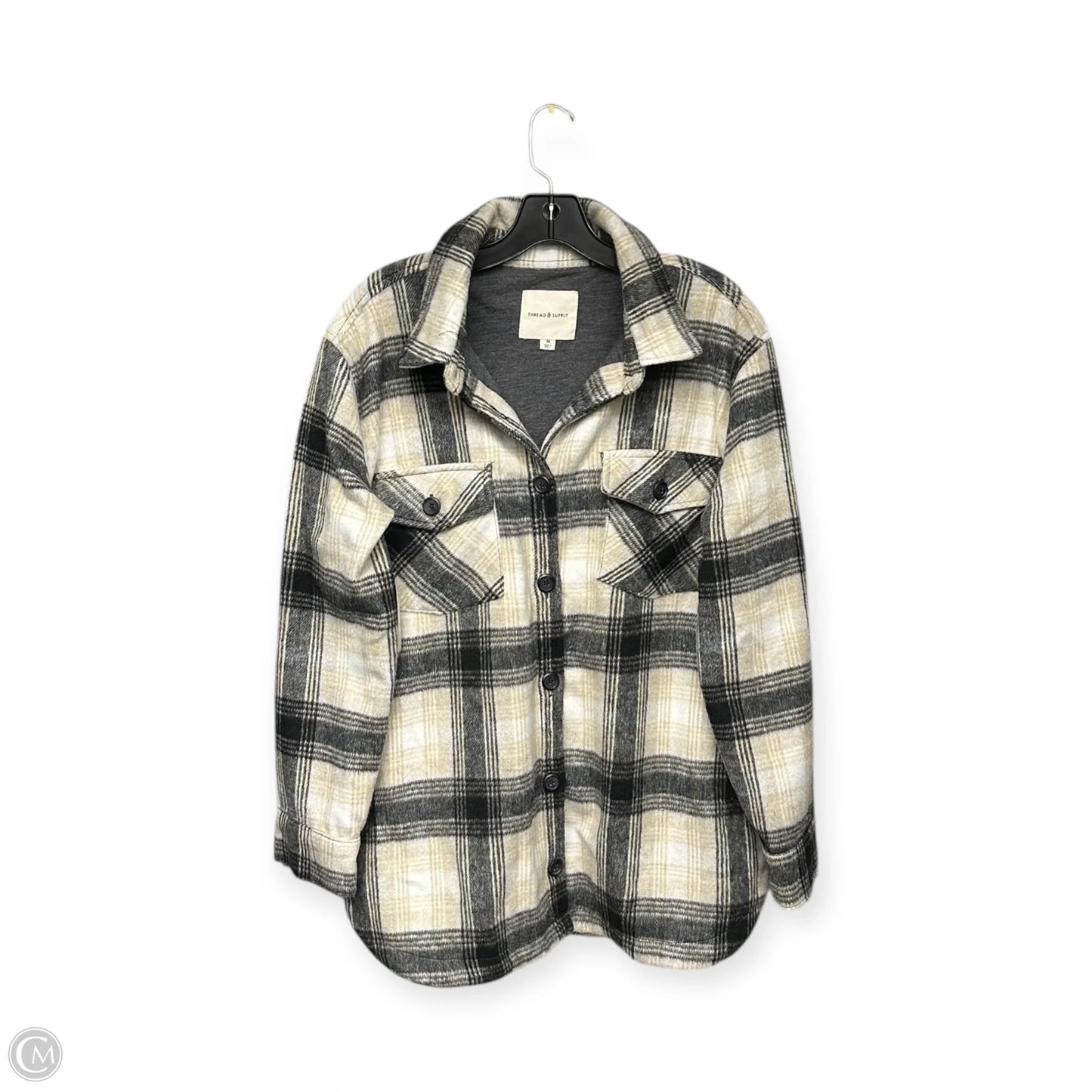 Jacket Shirt By Thread And Supply In Black & Brown, Size: M