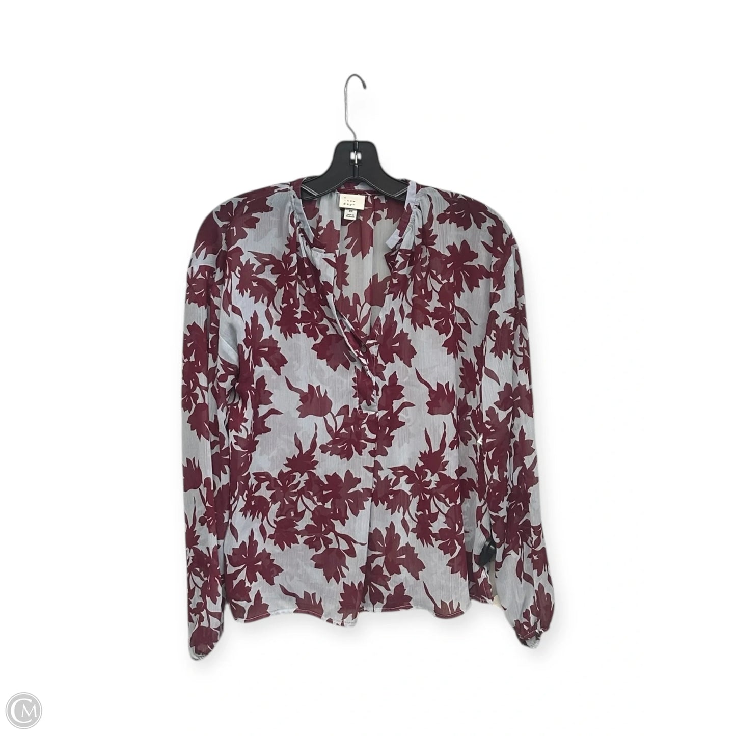 Top Long Sleeve By A New Day In Blue & Red, Size: Xs