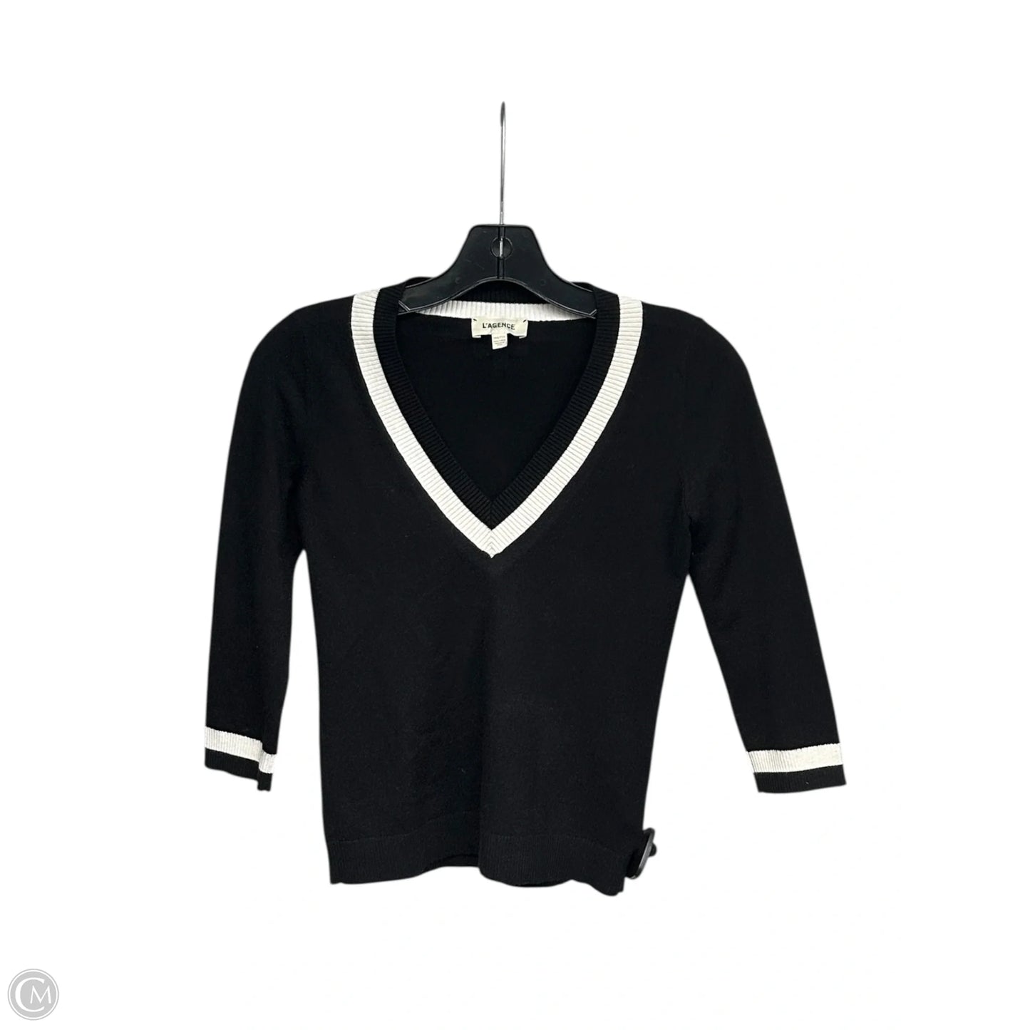Top 3/4 Sleeve By L Agence In Black & White, Size: Xxs