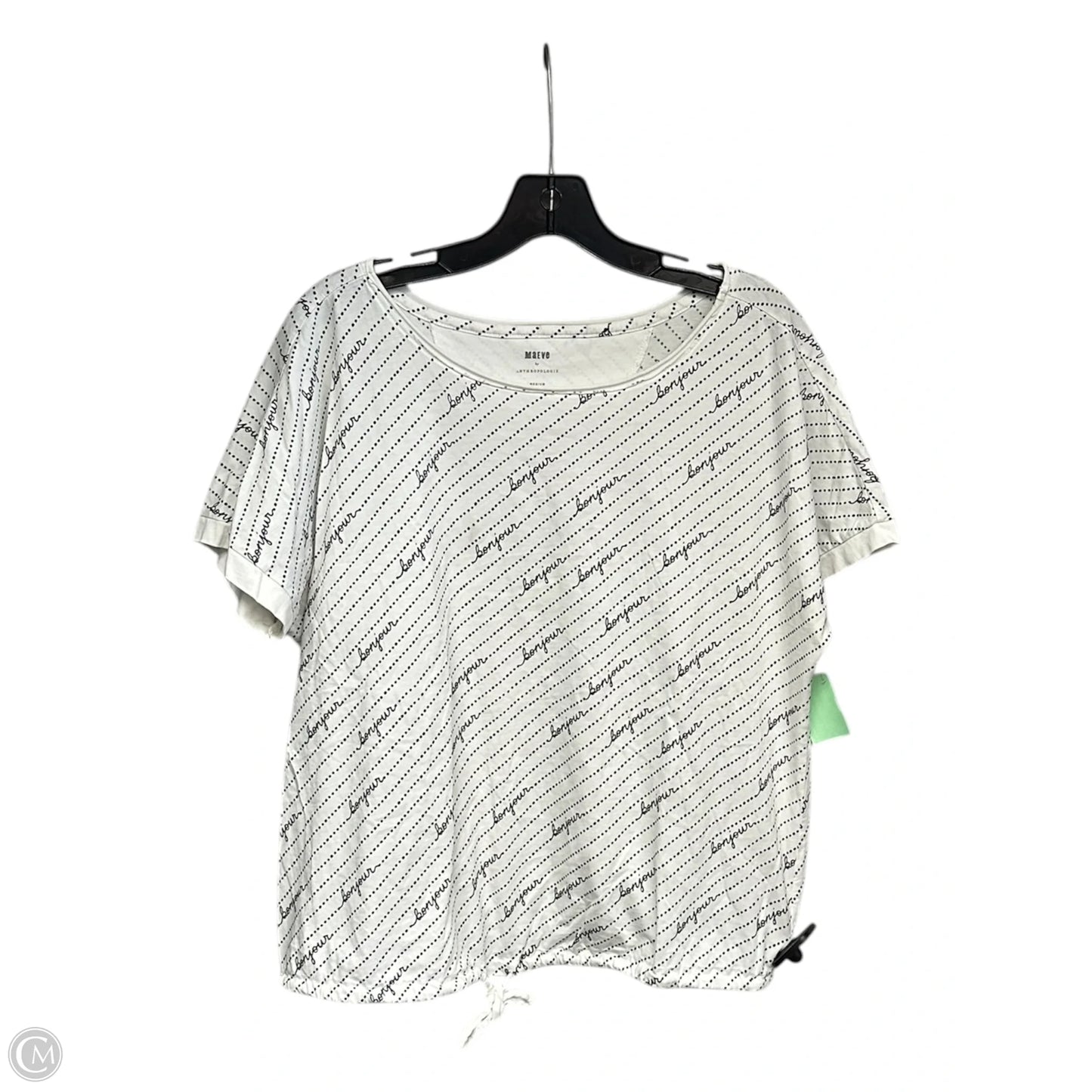 Top Short Sleeve By Maeve In Black & White, Size: M