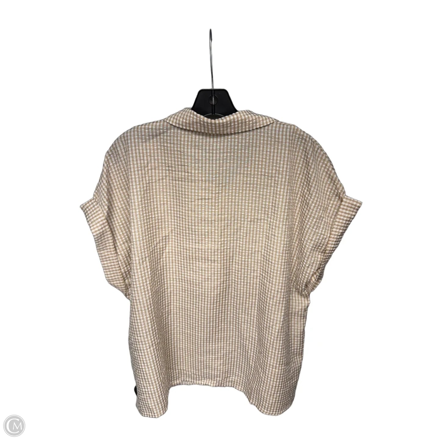 Top Short Sleeve By Shein In Tan & White, Size: 1x