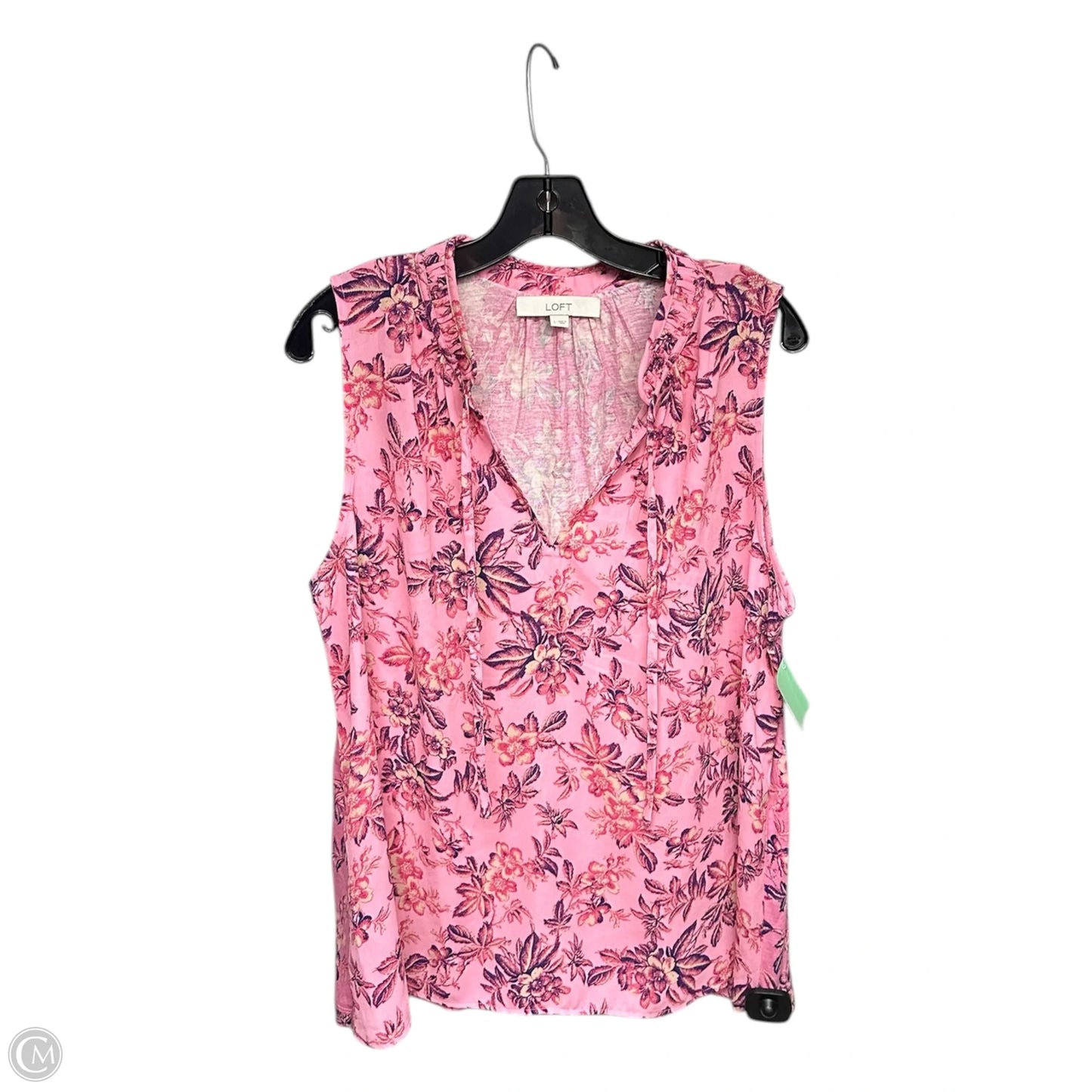 Top Sleeveless By Loft In Pink, Size: L